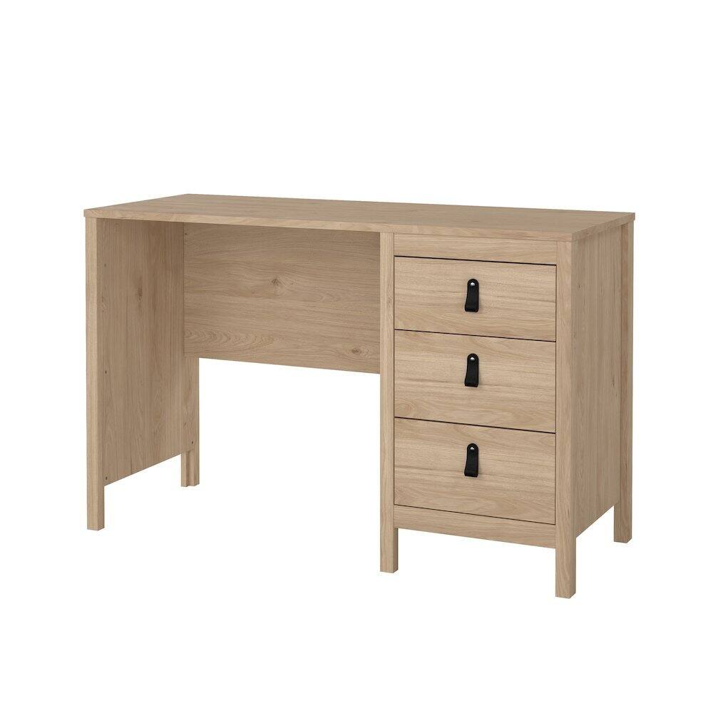 Back. FurniFact - 3-Drawer Home Office Desk for Computer Work or Study Table - Brown.
