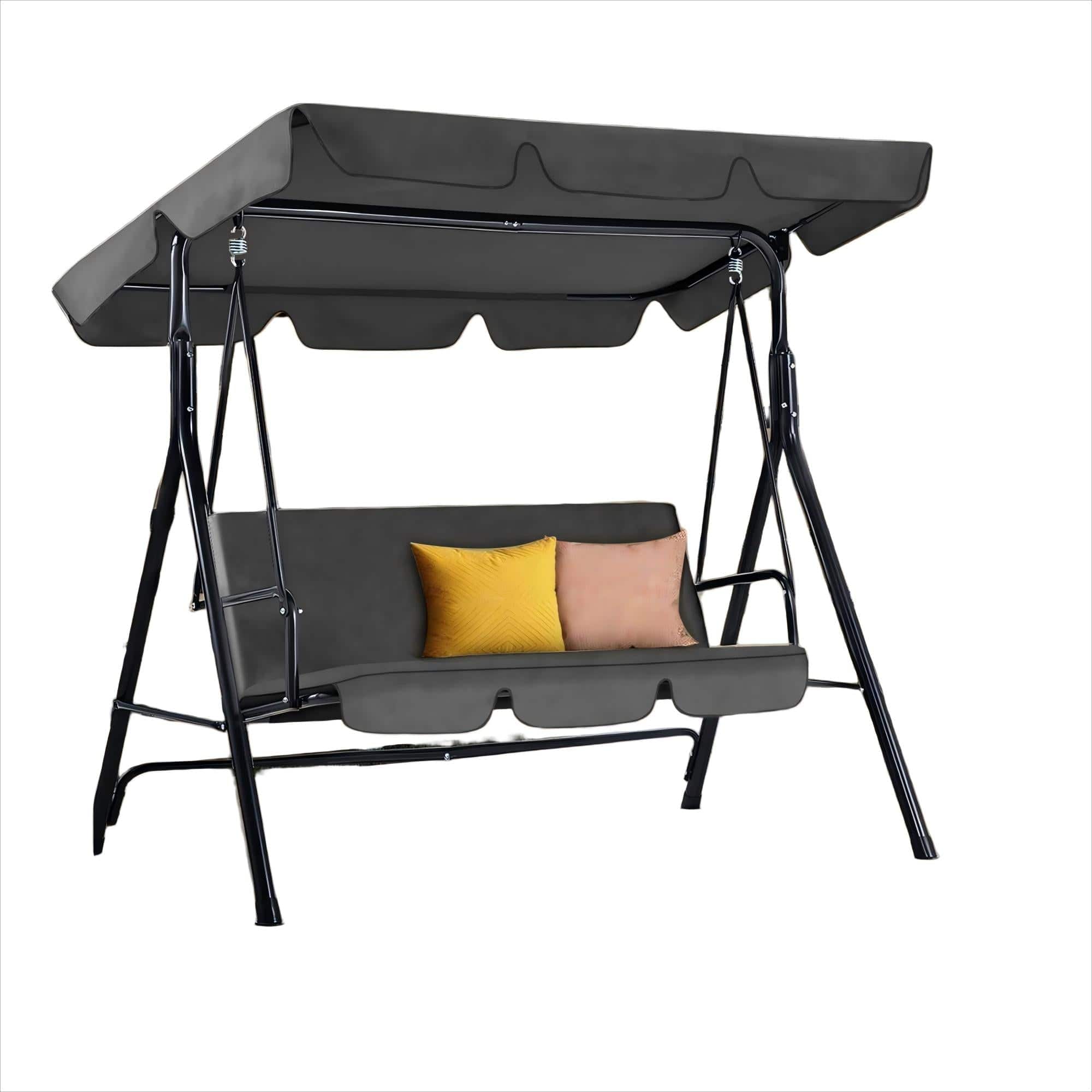 Boyel Living - 3 Person Metal Patio Swing with Removable Cushion Outdoor Porch Swing Chair - Gray