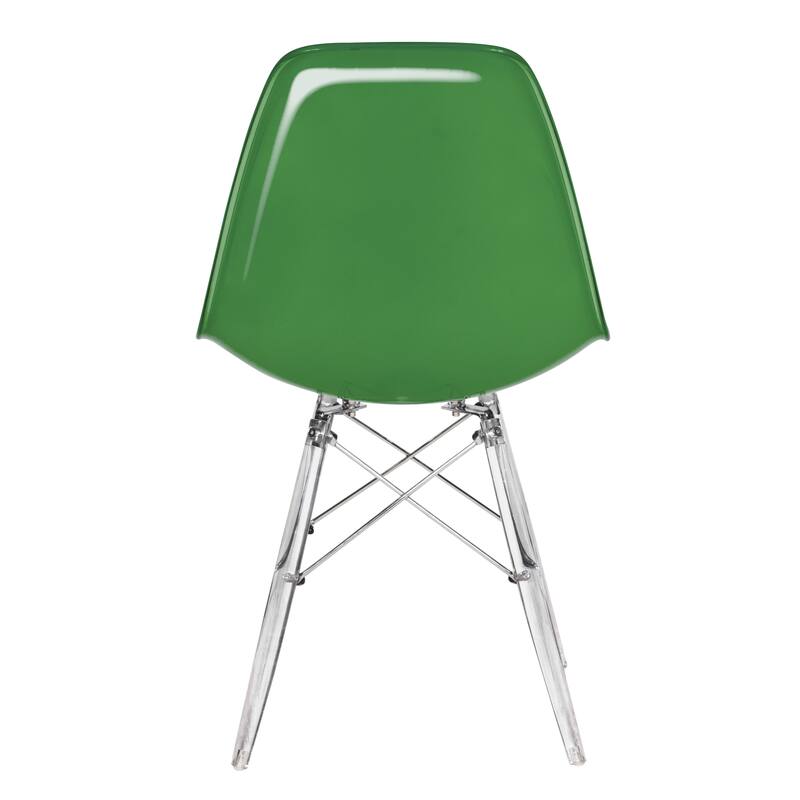Alt View 6. LeisureMod - Dover Modern Acrylic Accent Side Chair with Eifel Design Legs for Dining Room, Kitchen and Home Office - White Green.