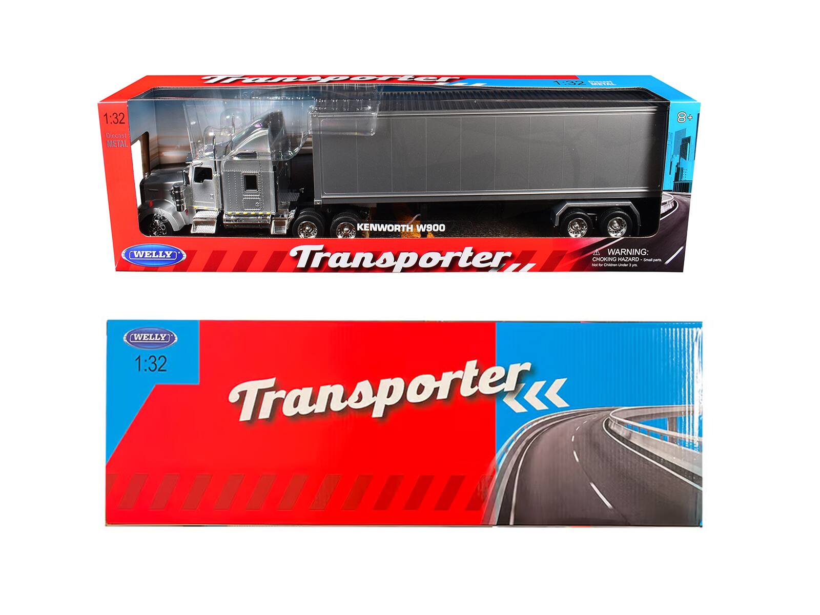 1:32 Diecast METAL  
WELLY KENWORTH W900 Transporter  
WARNING: CHOKING HAZARD - Small parts. Not for children under 3 years.