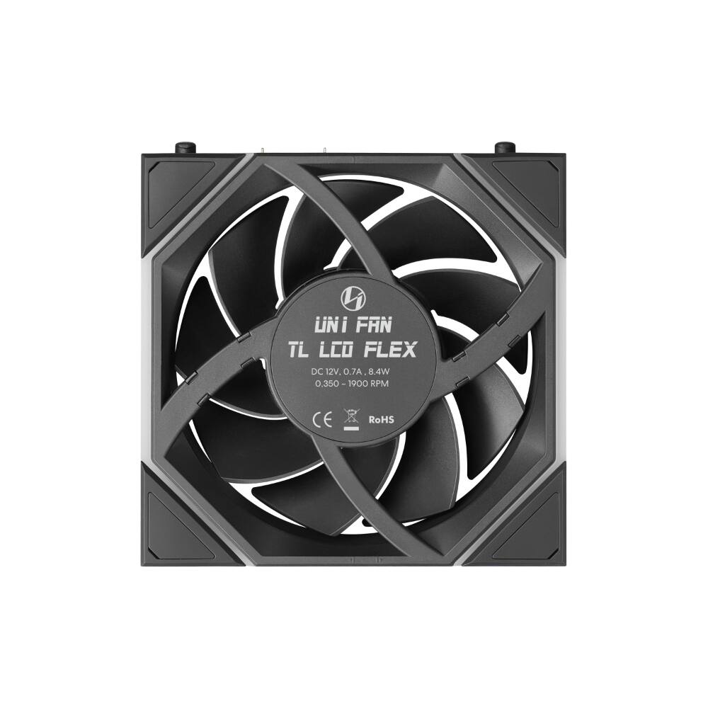UNI FAN  
TL LCD FLEX  
DC 12V, 0.7A, 8.4W  
0.350 - 1900 RPM  
CE  
RoHS