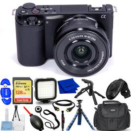 Sony - ZV-E10 Mirrorless Camera with 16-50mm II Lens (Black) 14PC Accessory Bundle
