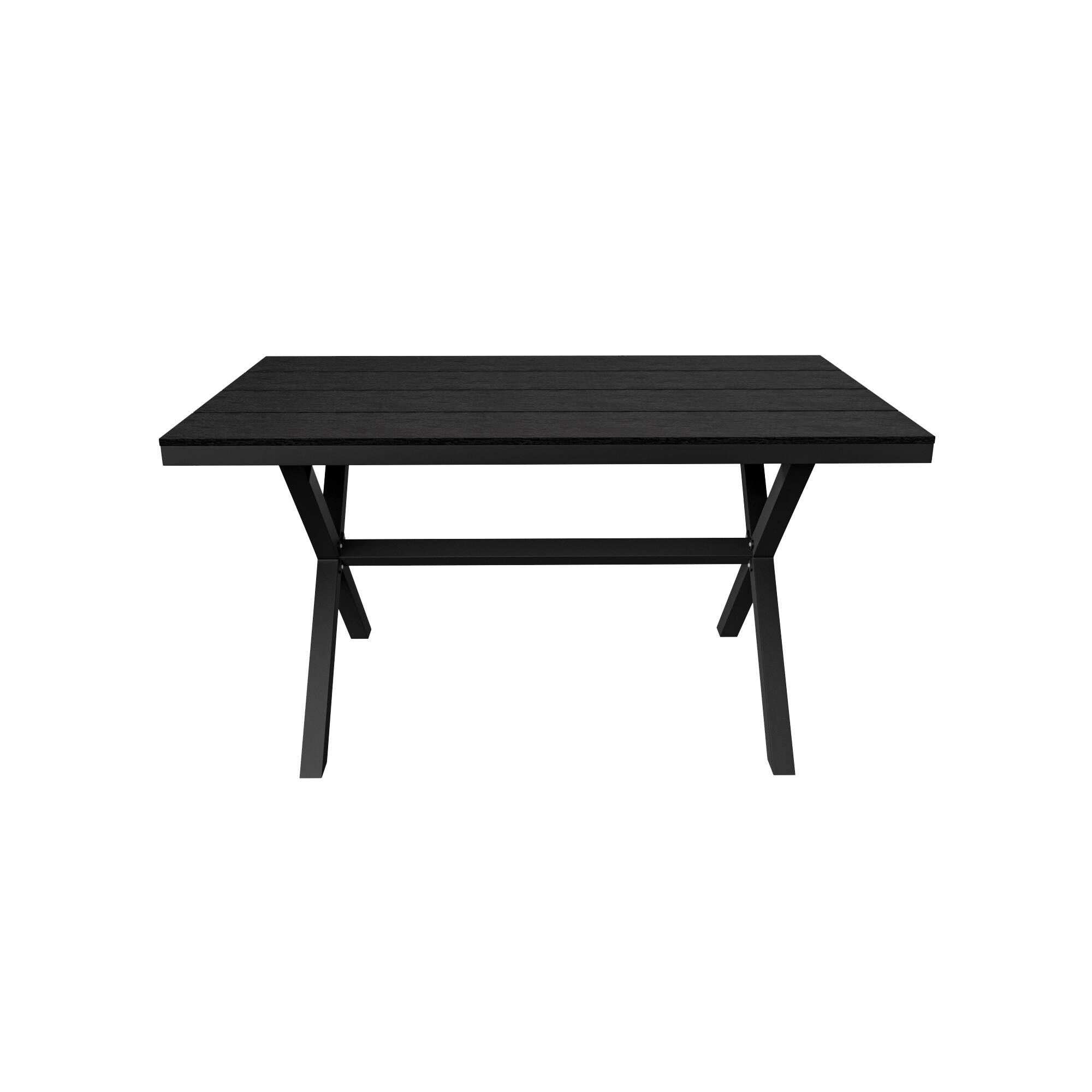 Back. Mondawe - 59" Outdoor Dining Table with Plastic Wood Surface - Black.