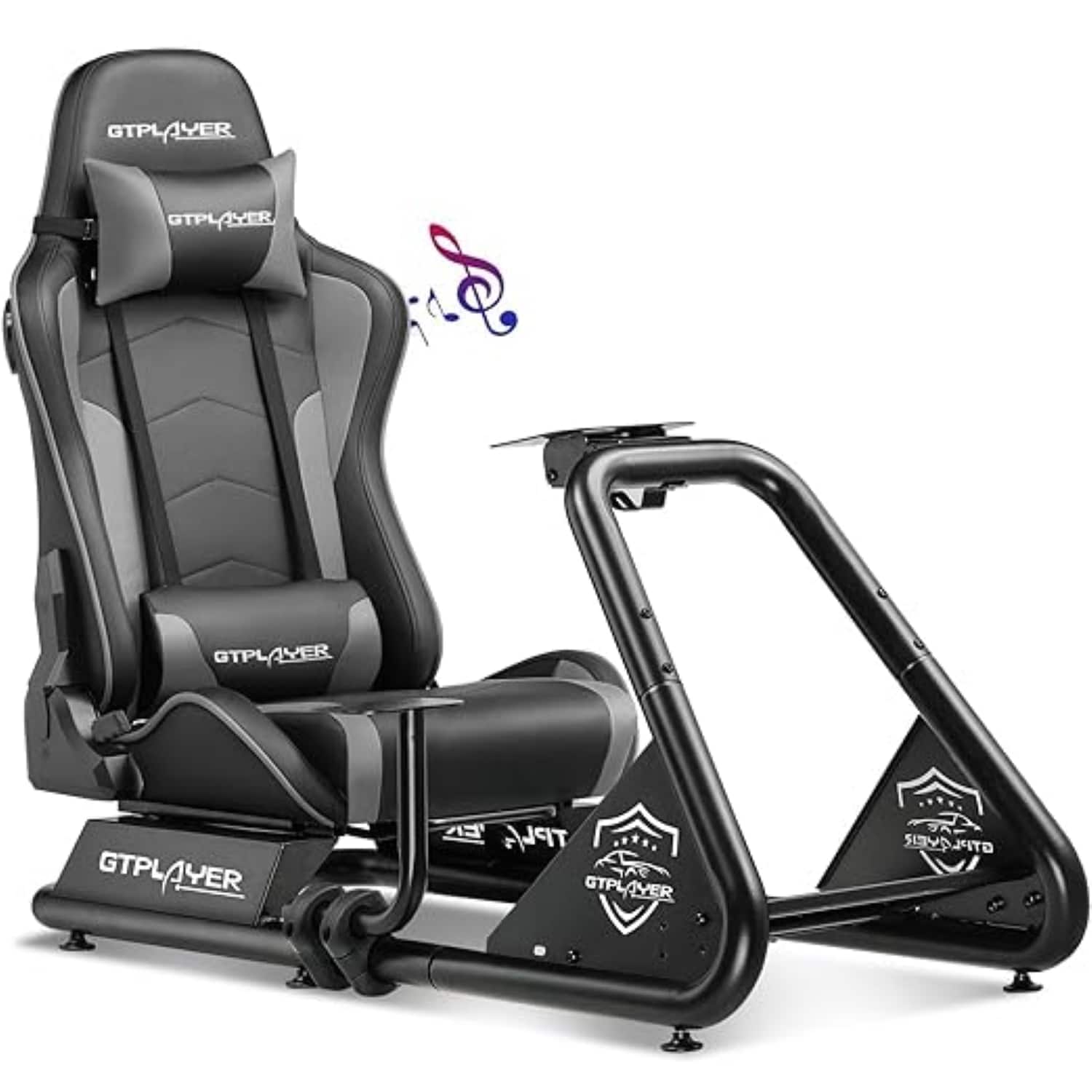 GTPlayer - Racing Simulator Cockpit with Seat and Bluetooth Speakers Sim Racing Cockpit - Gray - Front_Zoom