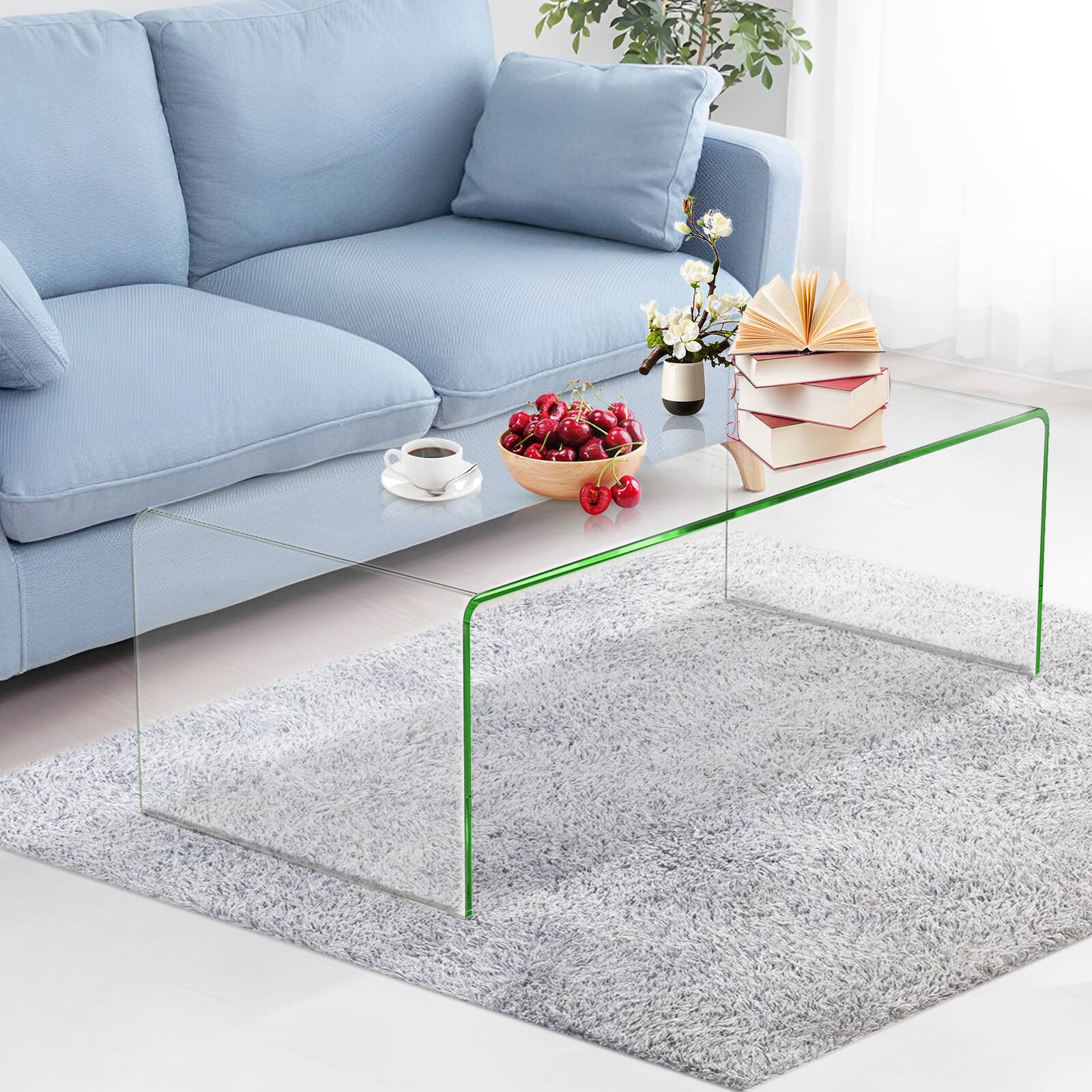 Alt View 3. Costway - Costway Tempered Glass Coffee Table Accent Cocktail Side Table Living Room Furniture - Clear.