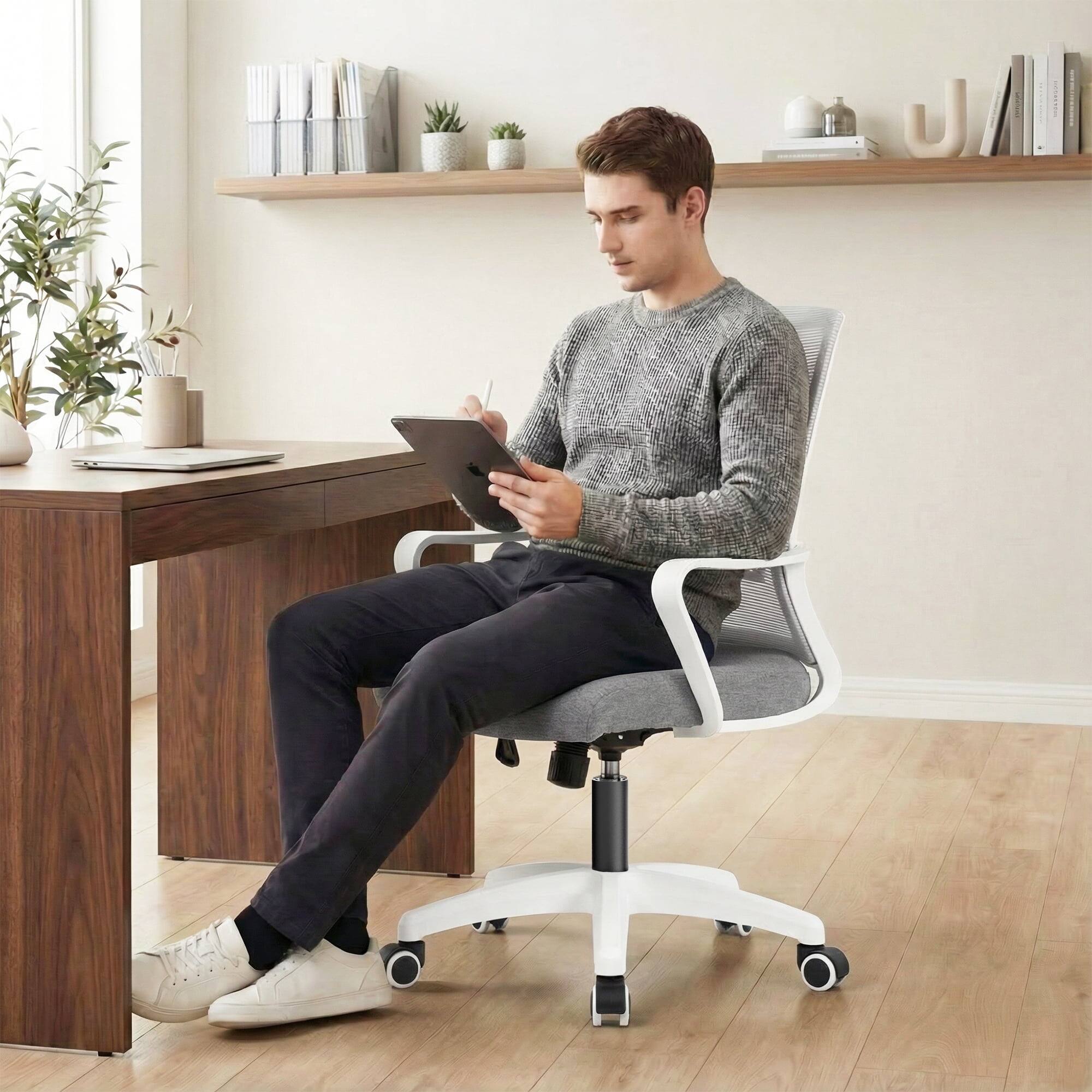Alt View 5. Neo Chair - Ergonomic Mesh Office Chair, Mid Back Desk Chair with Lumbar Support, Adjustable Swivel Wheels - Gray.