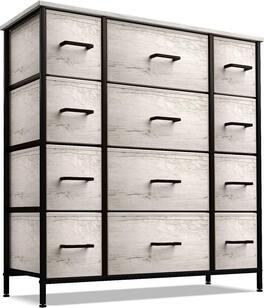 Sorbus - Dresser with 12 Drawers - Chest Organizer Unit with Steel Frame Wood Top and Handle - Large Dresser for Bedroom - Rustic beige
