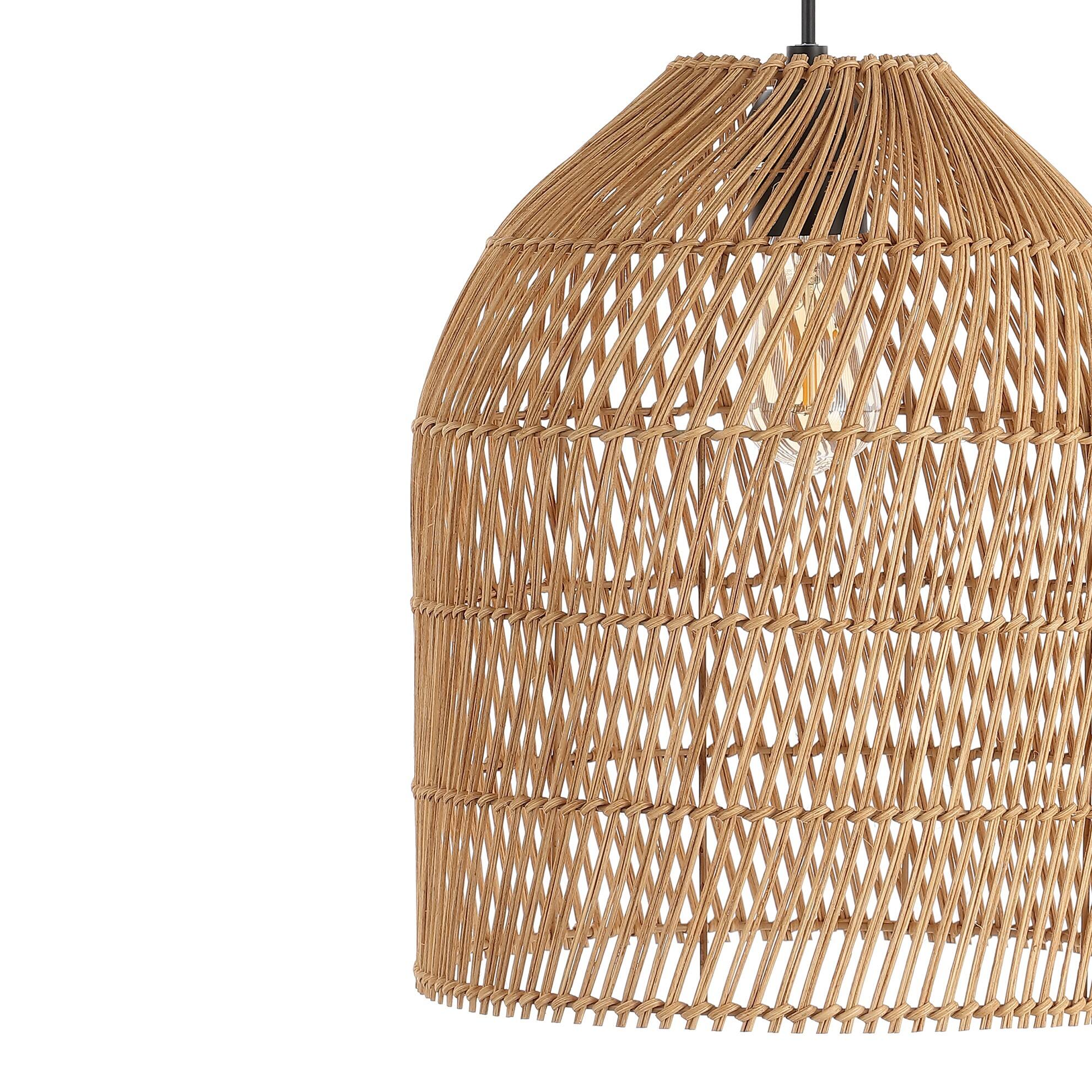 Alt View 4. Jonathan Y - Koda 13" 1-Light Farmhouse Coastal Bohemian Rattan 180" Cord Plug-In or Hardwired LED Pendant, Brown - Brown.