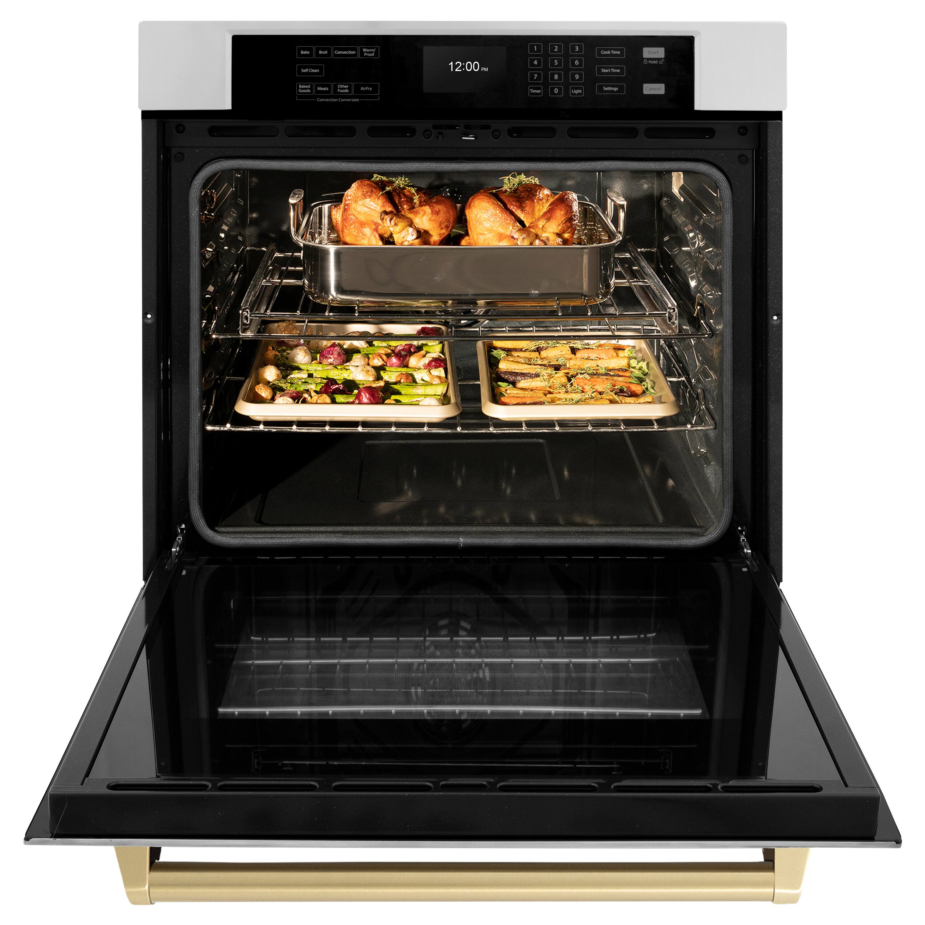 Alt View 11. ZLINE - 30 in. Autograph Wall Oven w/ Air Fry and Self Clean w/ Champagne Bronze Handle - Stainless Steel.