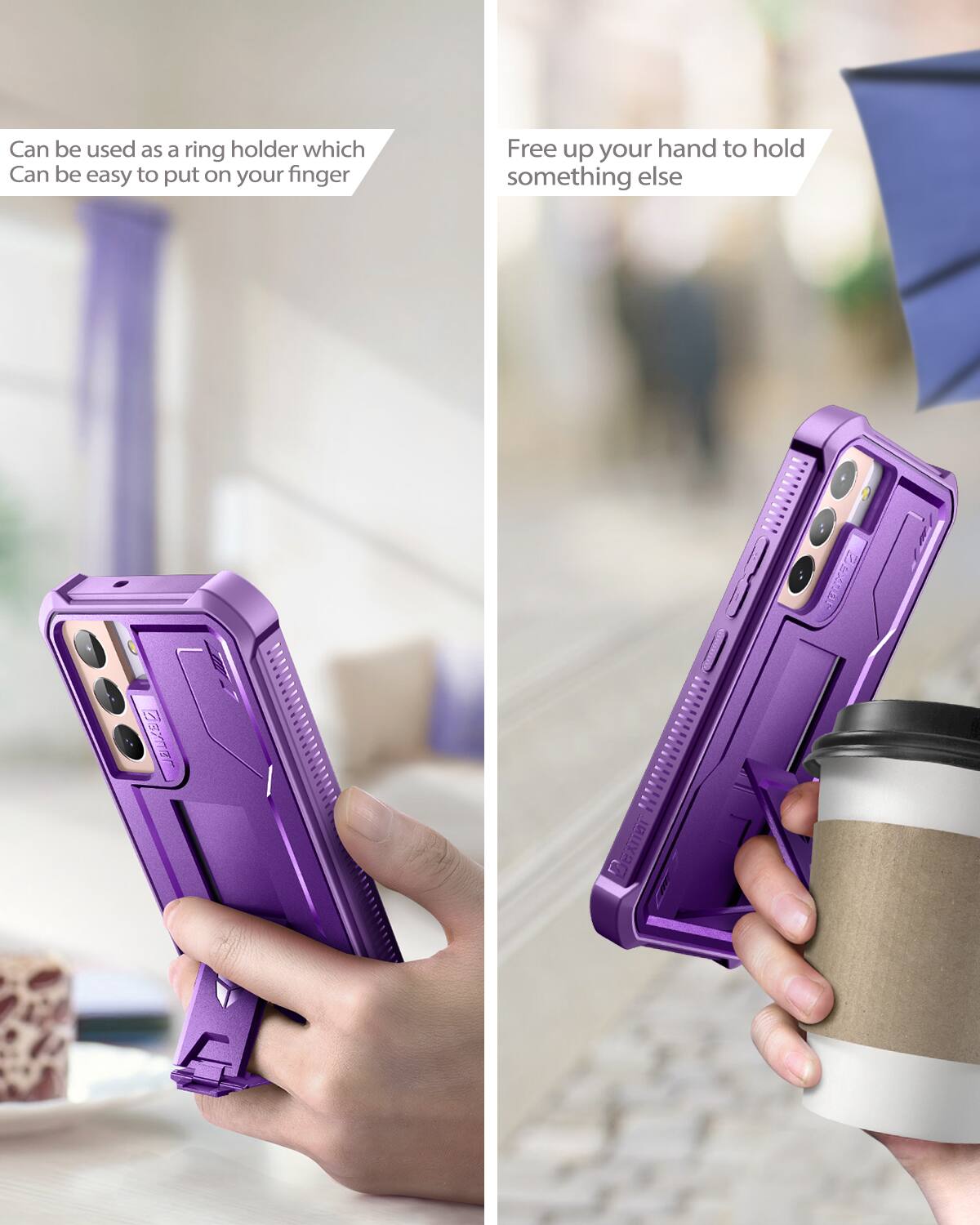 Can be used as a ring holder which can be easy to put on your finger

Free up your hand to hold something else