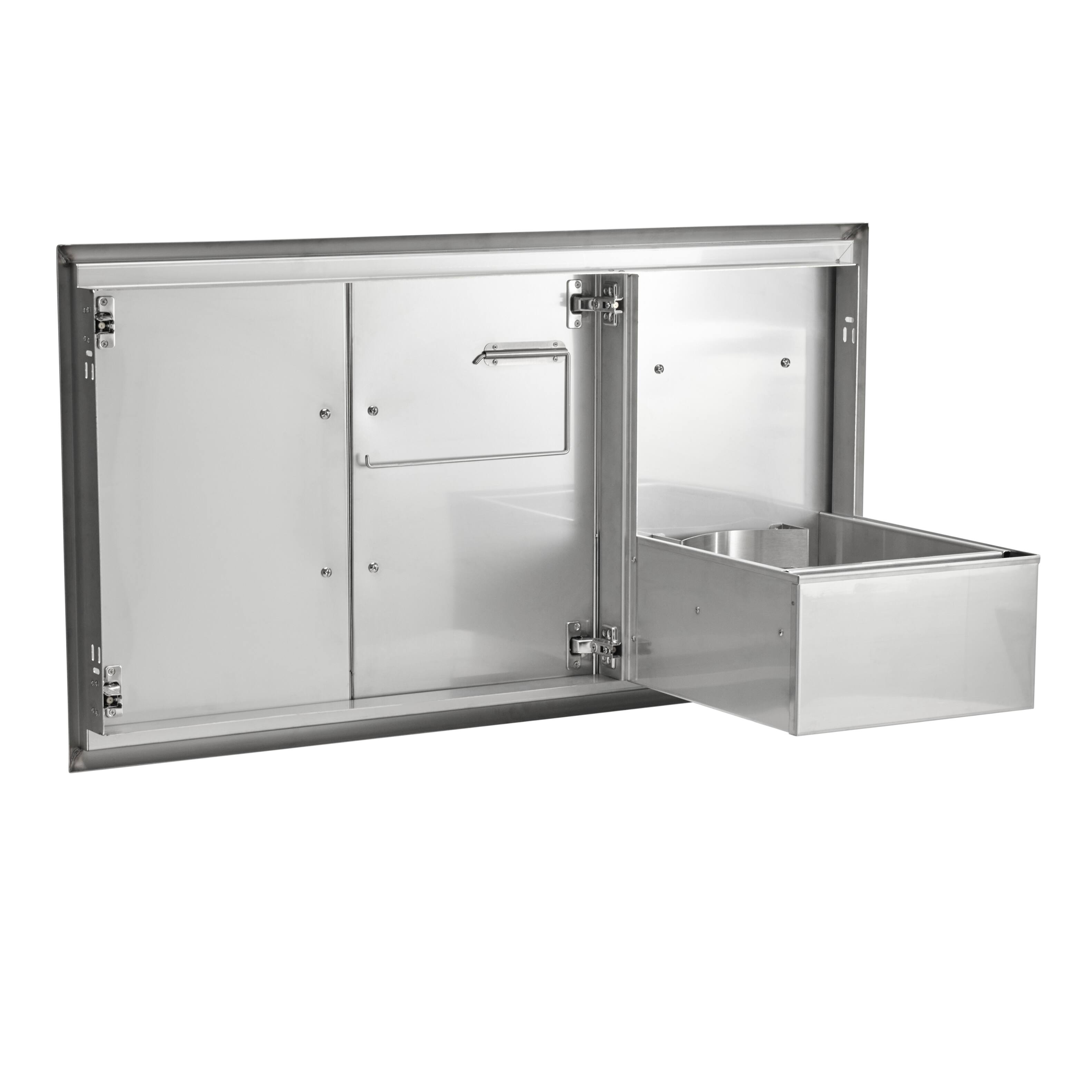 Angle. Coyote Outdoor Living - Coyote Outdoor Living 45" Double Access Doors With Roll Out Trash - Stainless Steel.