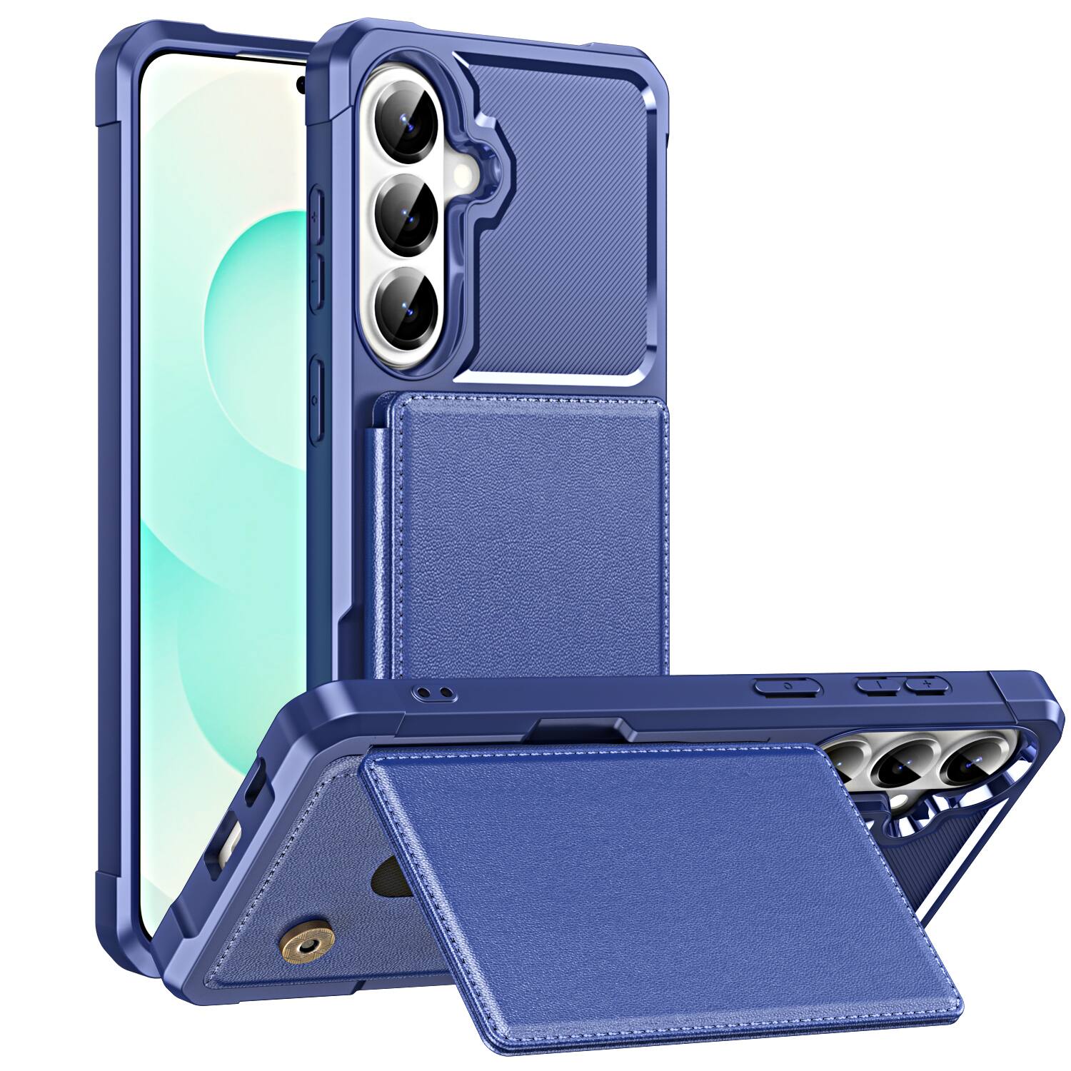 Angle. UUCOVER - Shockproof Wallet Back Case for Samsung Galaxy S26,Magnetic PU Leather+TPU Card Holder Case Kickstand Cover - Darkblue.