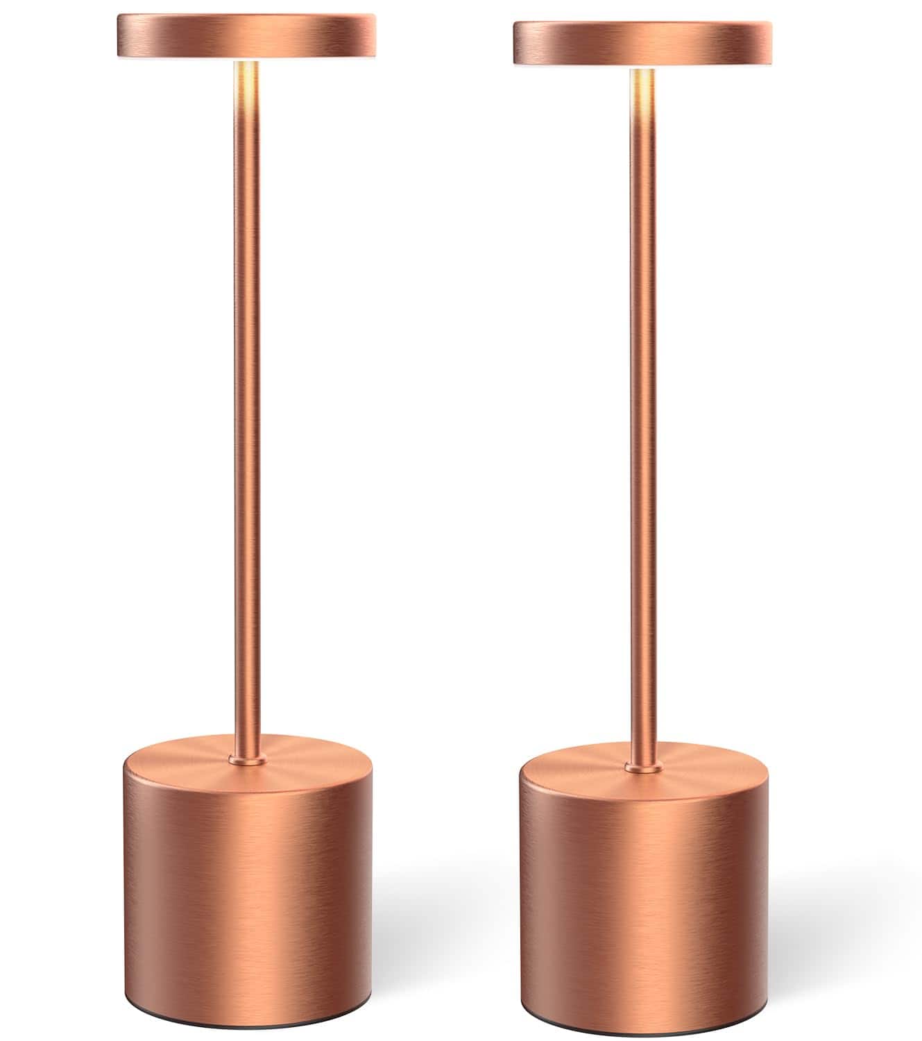Dazzling Pops - Cordless Table Lamp Set Rechargeable 5000mAh Battery Powered Outdoor Table Lamps Portable LED Desk Lamp - Rose Gold (Set of 2)