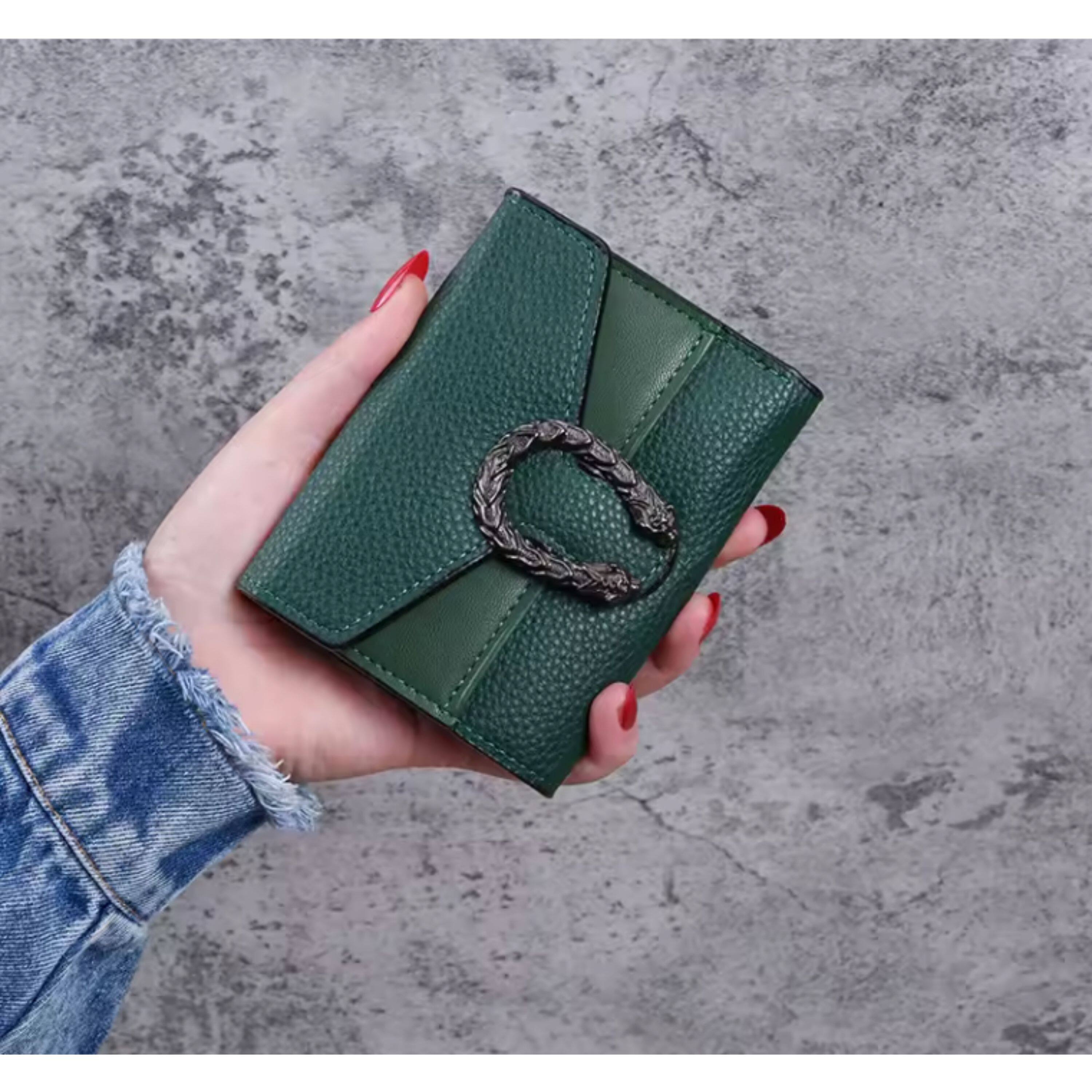 Angle. Kitcheniva - Women's Modern Multifunctional Wallet, Green - Green.