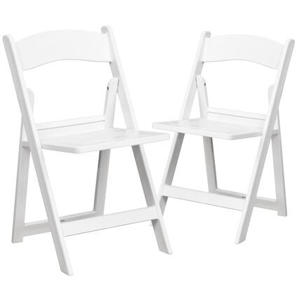 Front. Emma + Oliver - 2 Pack 800 lb. Capacity Resin Folding Chair with Slatted Seat - White.