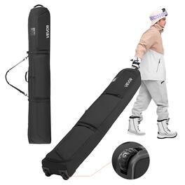 VEVOR - Ski Roller Bag with Wheels, Fits Skis Up to 74.8 in/190 cm, Padded Snowboard Bag for Travel, Durable 600D Waterproof - Black