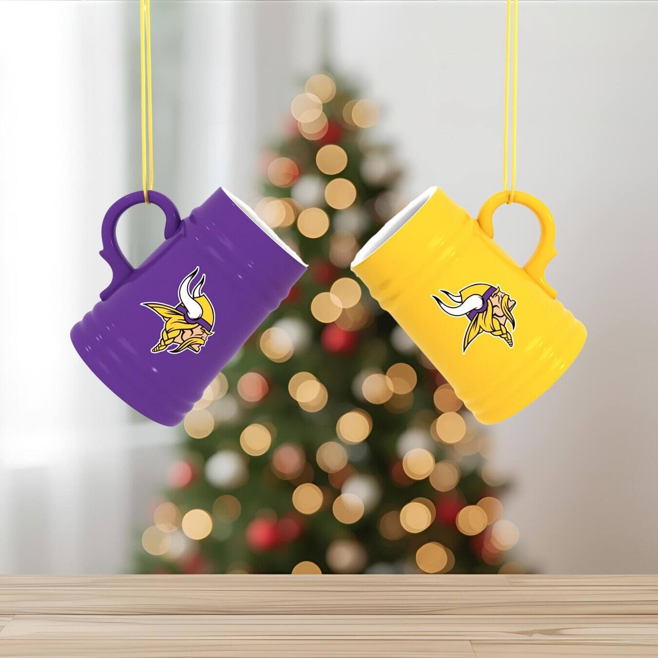 Alt View 1. Evergreen Enterprises - Minnesota Vikings Two-Pack 3" Mini Stein Ornament Set - Multicolor.