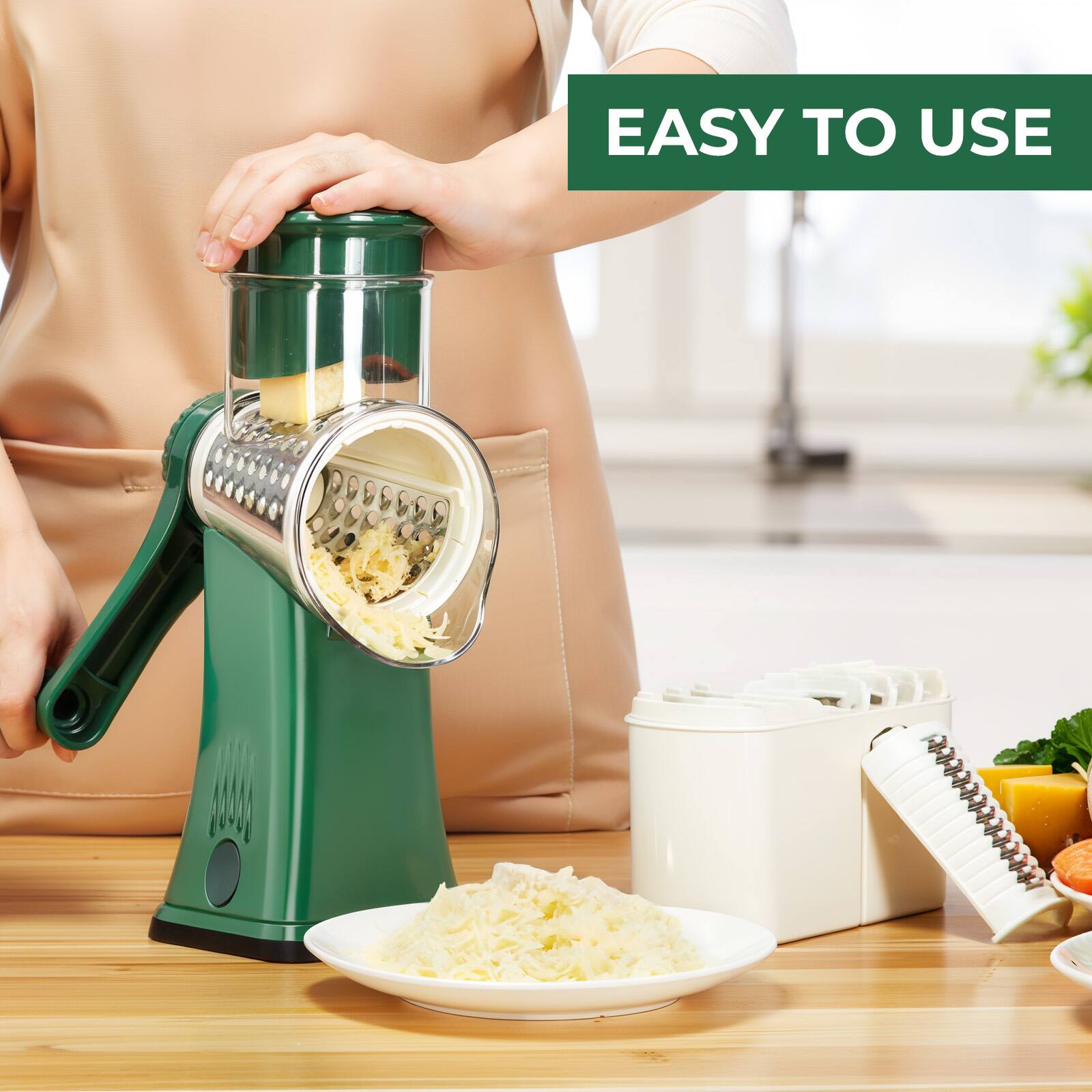 Fitnate 5 in 1 Multi functional Cheese Grater, Stainless Steel