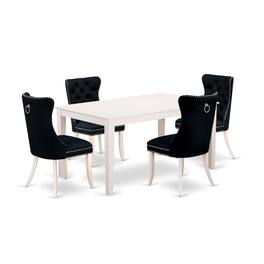 East West Furniture - 5 Piece Kitchen Table & Chairs Set - Linen White