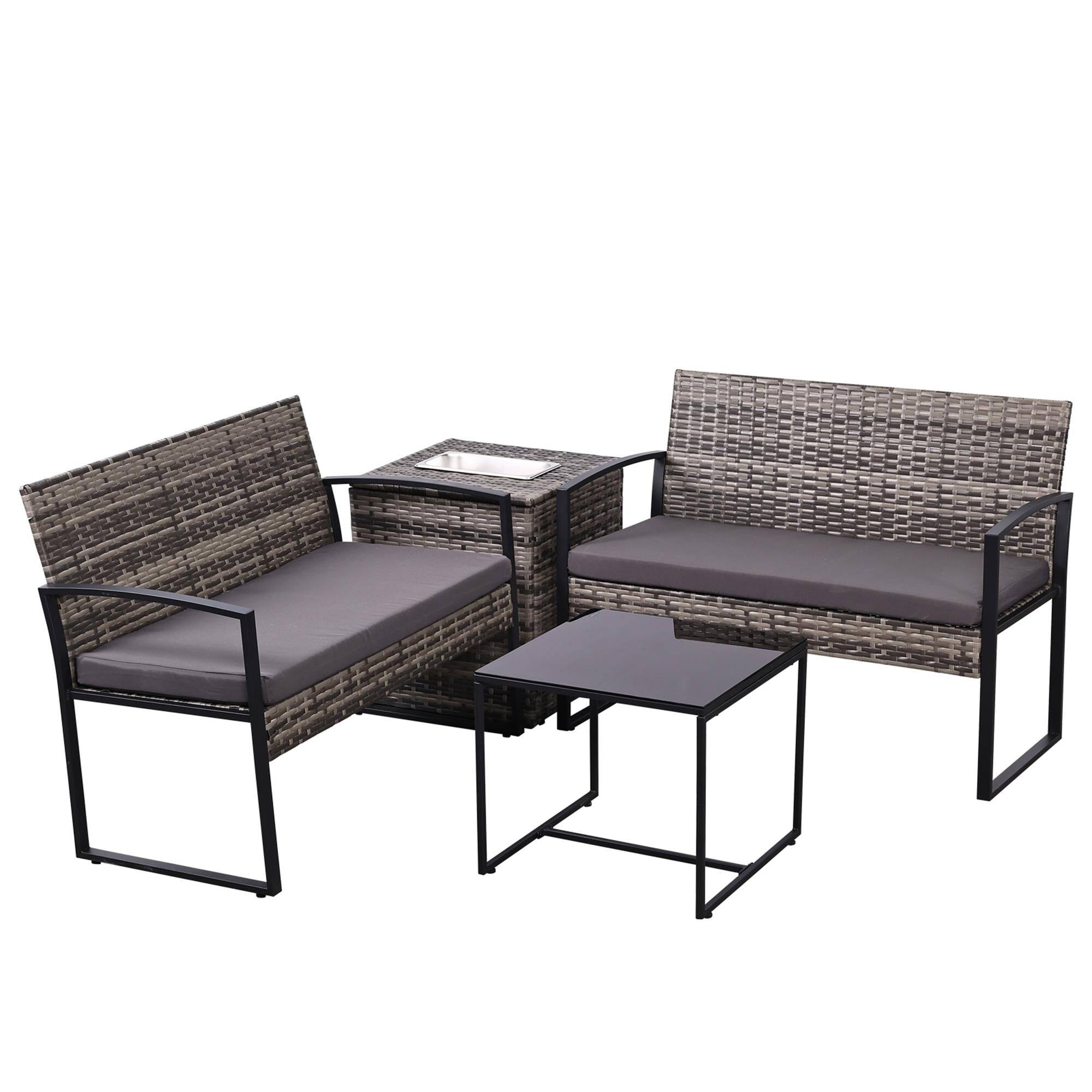 Alt View 1. Boyel Living - Gray 4-Piece Set Outdoor Patio Ice Bucket Set with 2 chairs 1 ice bucket table - Gray.