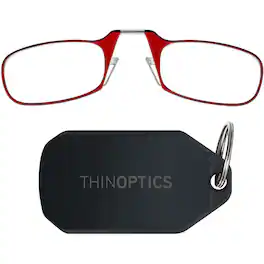ThinOptics - 1.0 Reading Glasses with Black KeyChain - Red