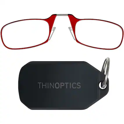 Front. ThinOptics - 1.0 Reading Glasses with Black KeyChain - Red.