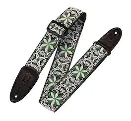 Levy's Leathers - 60s Hootenanny Jacquard Weave Guitar Strap, Print Series - 2 inch. Wide - Floral Green