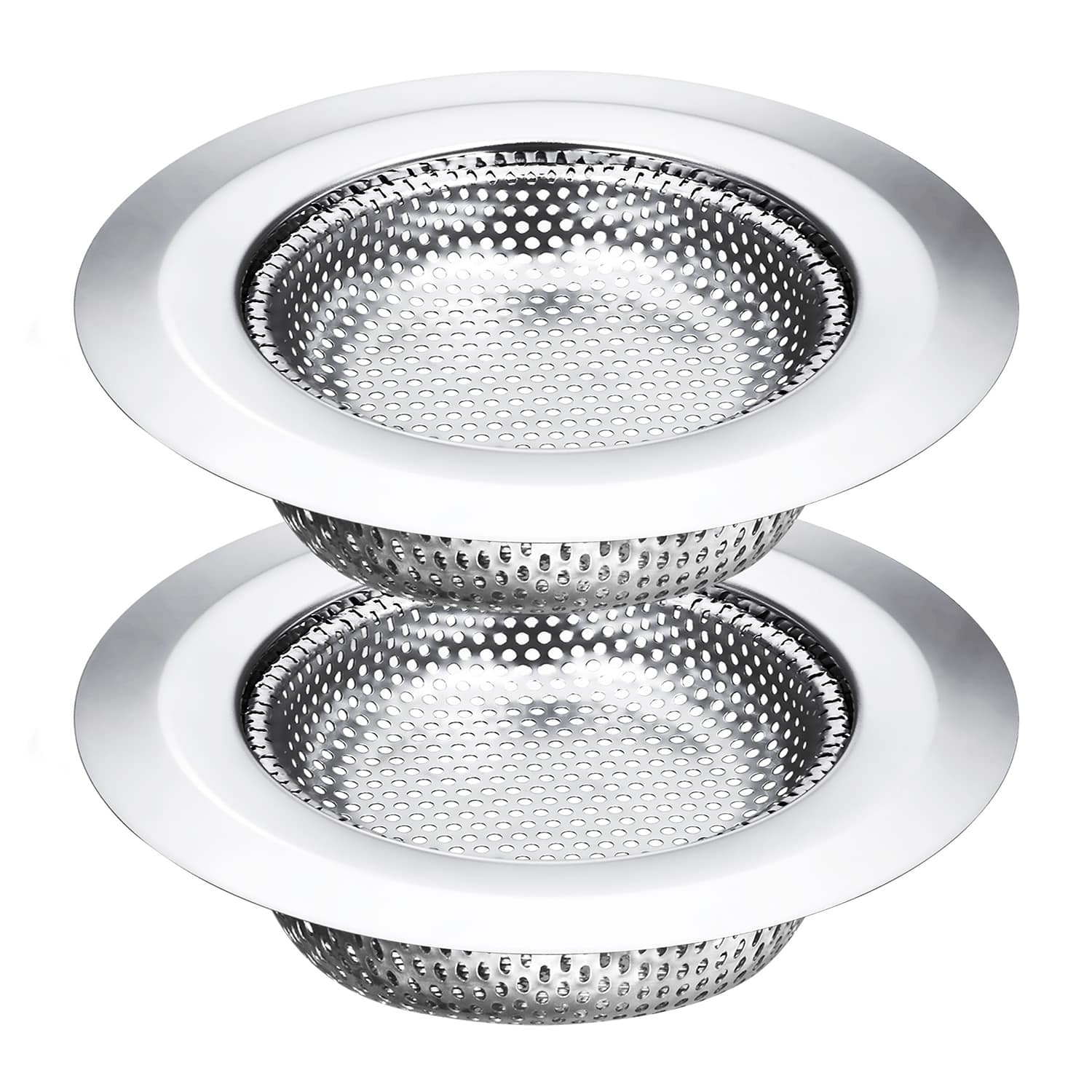 Front. Garnen - 2 Pack Kitchen Sink Drain Strainer, Stainless Steel Mesh Sink Strainer Basket, Sink Food Catcher, 4.3" - Silver.