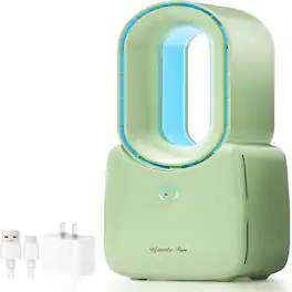 Loheer - Bladeless Desk Fan Quiet USB Table Fan Touch Control Personal Cooling Fan with LED Light for Office Bedroom