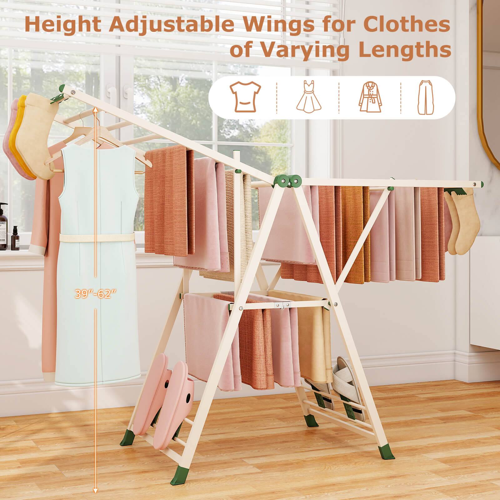 Height Adjustable Wings for Clothes of Varying Lengths

39"–62"