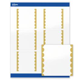 Avery - Labels, 3" x 3", Glossy Gold Dots Edge - White