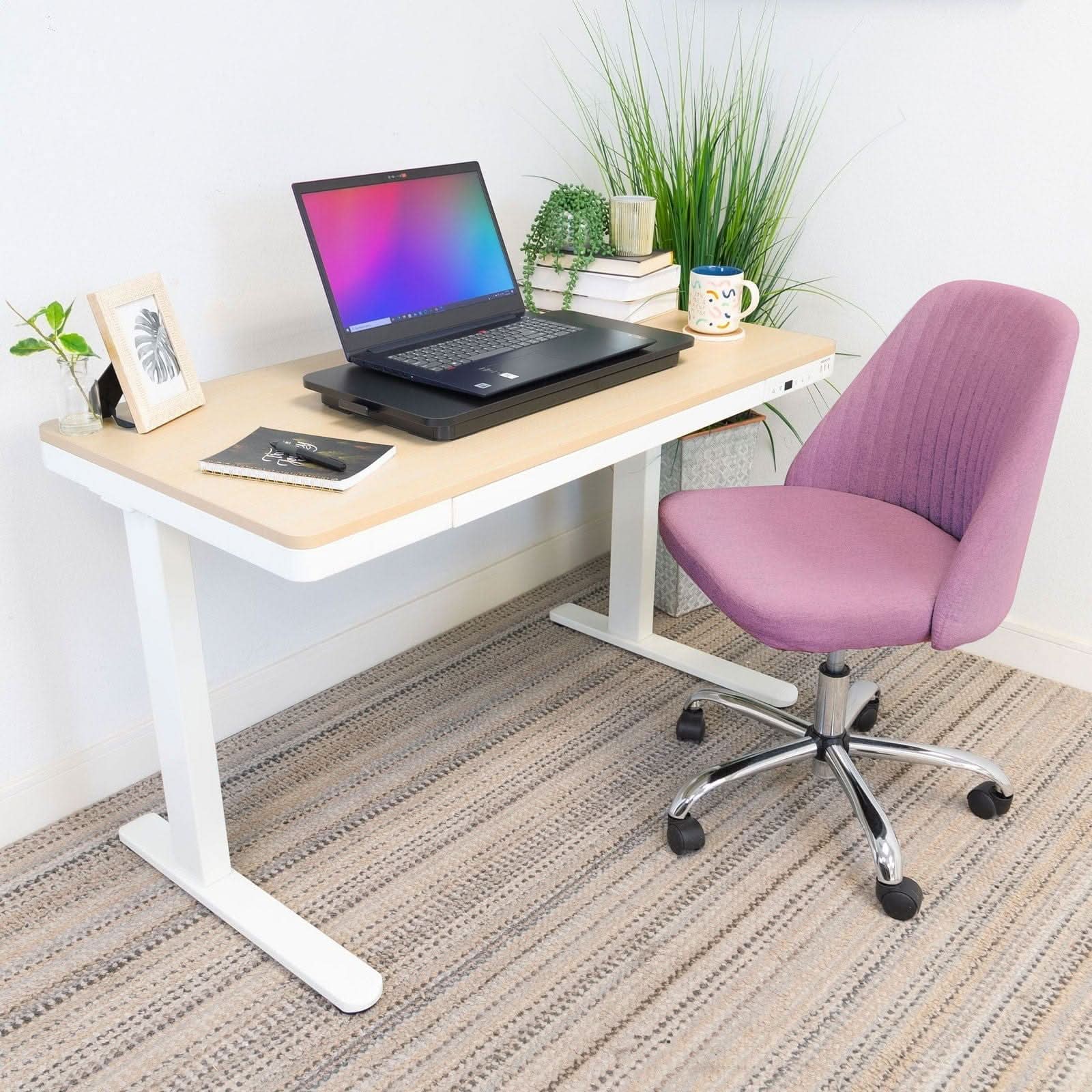 Left. Mount-It! - Adjustable Sit-Stand Riser for Laptops – Ergonomic Workstation for Desk, Black.