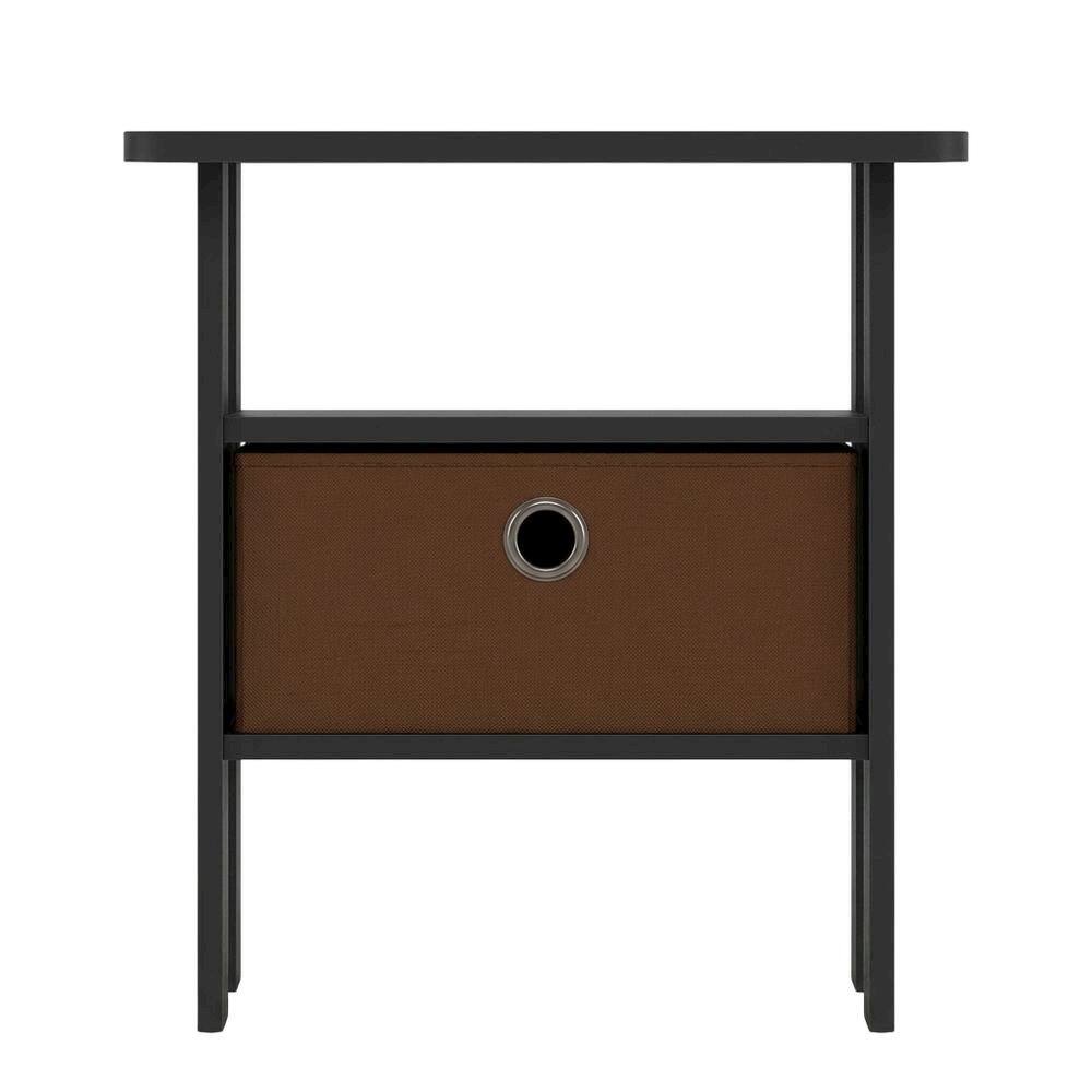 Back. FurniFact - Engineered Wood nightstand set with bin drawer in Americano finish - Brown.