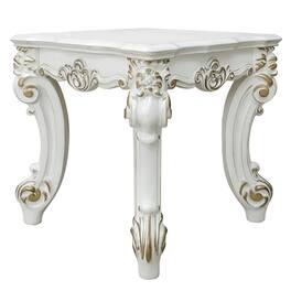 Manhattan Lane - Jess 26 Inch Side End Table, Traditional Scrolled Legs - White, Gold