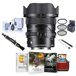 Sigma - 24mm f/2 DG DN Contemporary Lens for Sony E, Bundle with ProOptic 62mm Filter Kit, Mac Software Kit, Cleaning Kit,