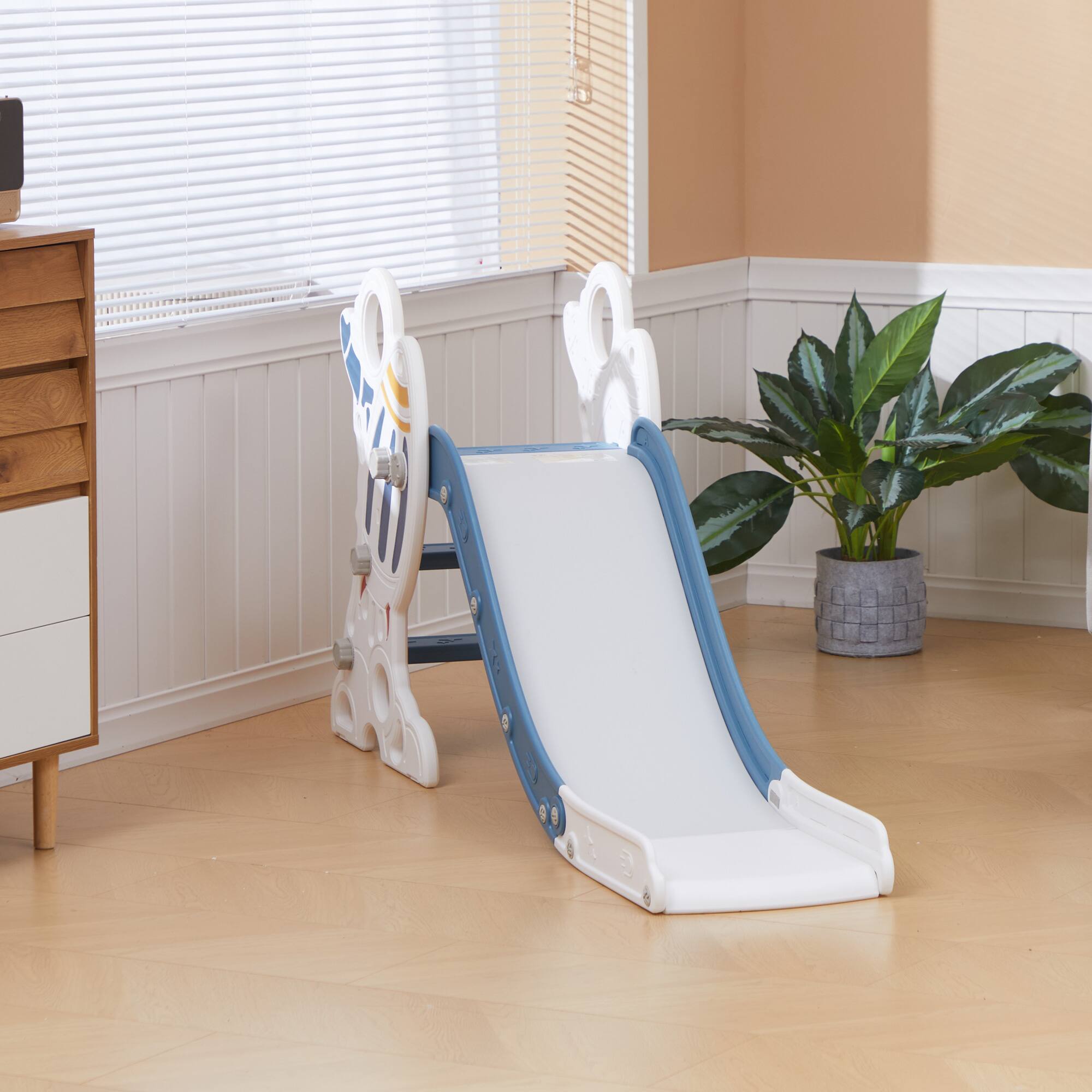 Alt View 5. Qaba - Kids Indoor Slide for Toddlers Ages 1.5-3, Small Toddler Slide, Space Toy Playset for Girls and Boys.