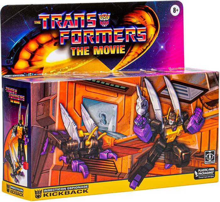 8+  
THE TRANSFORMERS THE MOVIE  
INSECTICON ESPIONAGE KICKBACK  
PLASTIC-FREE PACKAGING  
HASBRO