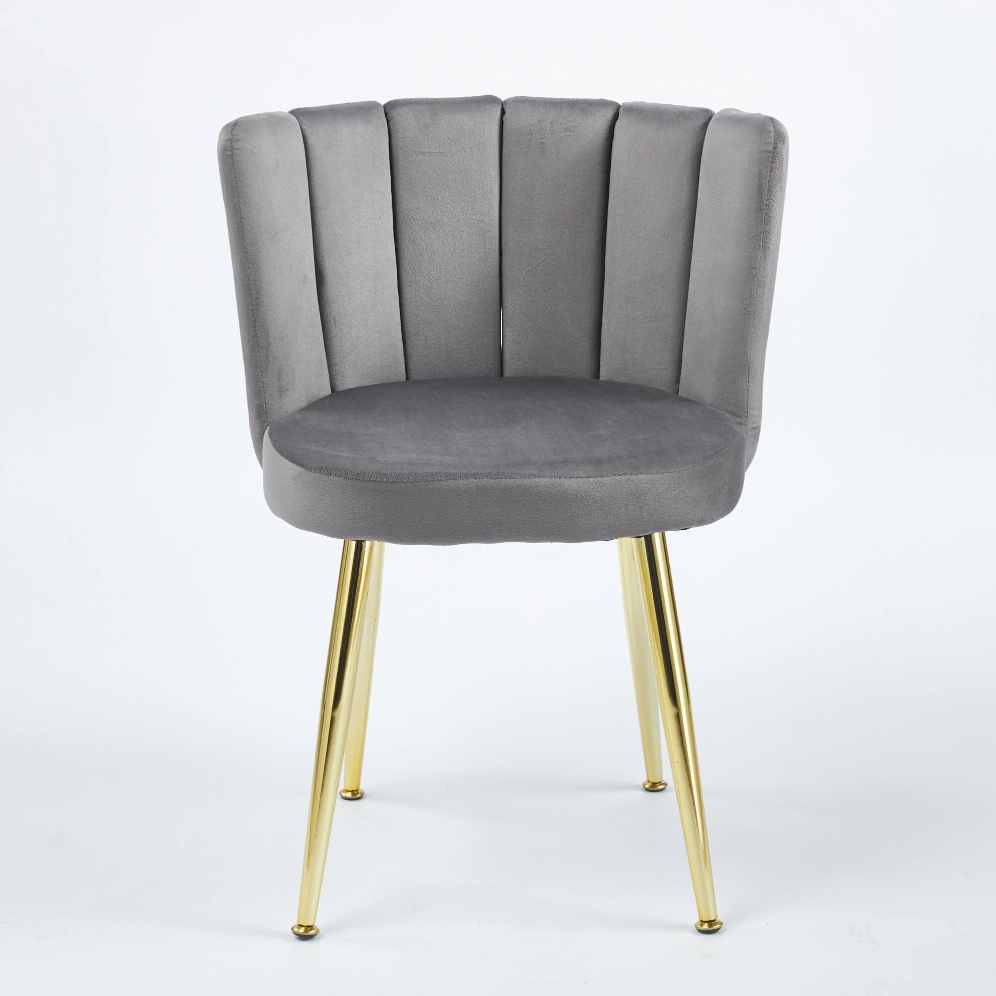 Back. GOODSILO - Elegant Velvet Dining Chairs Set of 2 with Golden Iron Legs for Modern Living Spaces - Grey.