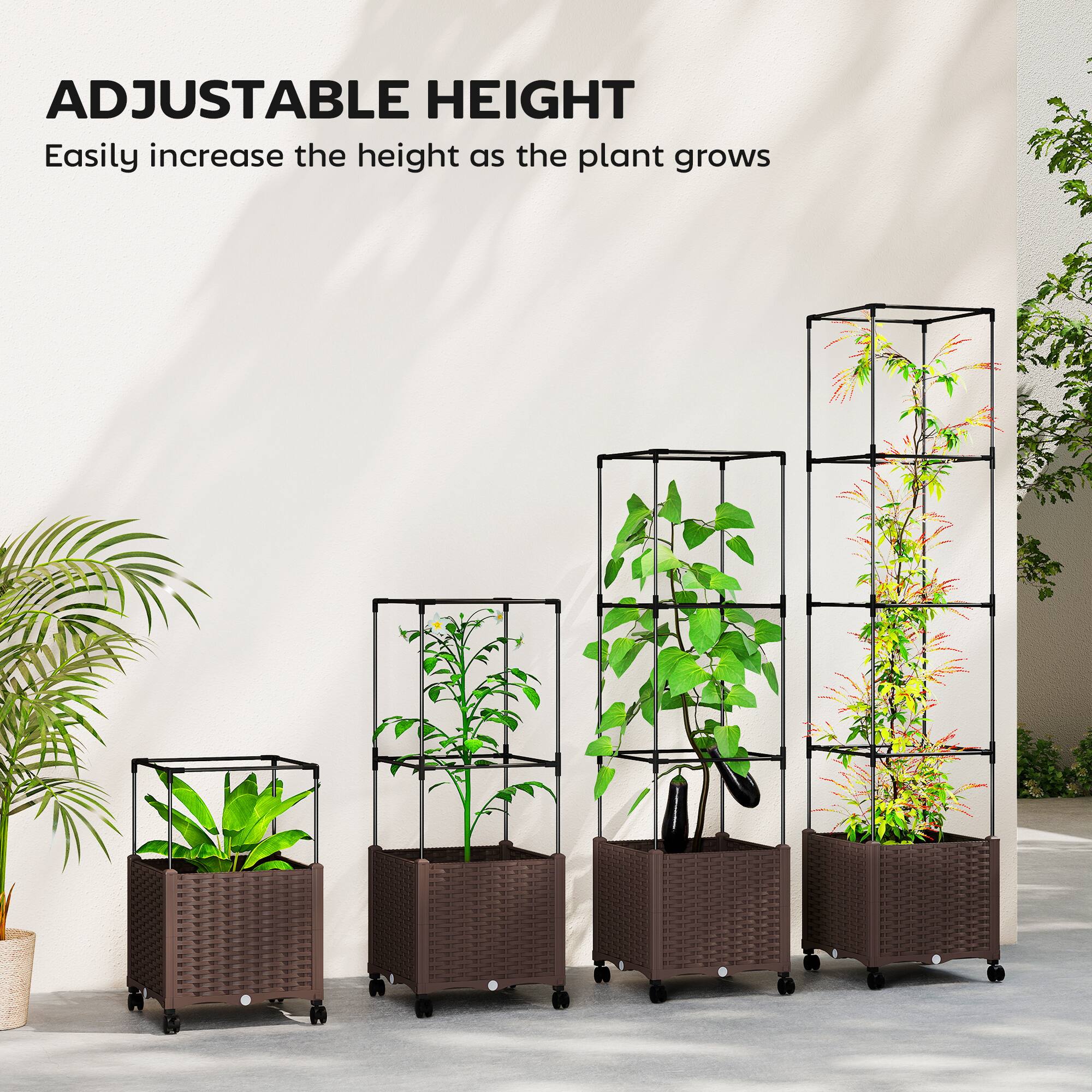 ADJUSTABLE HEIGHT  
Easily increase the height as the plant grows