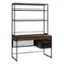 Angle. Sauder - Briarbrook Single Ped Desk-Mesh Draw 3a - SGS Laminate Barrel Oak.