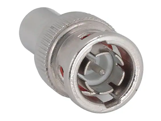 Front. Cable Leader - BNC Male to RCA Female Adapter - Silver.