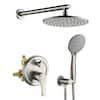 Front. Boyel Living - 5-Spray Patterns with 2.4 GPM 9 in. Wall Mount Dual Shower Heads with Valve Included in Brushed Nickel - Brushed Nickel.