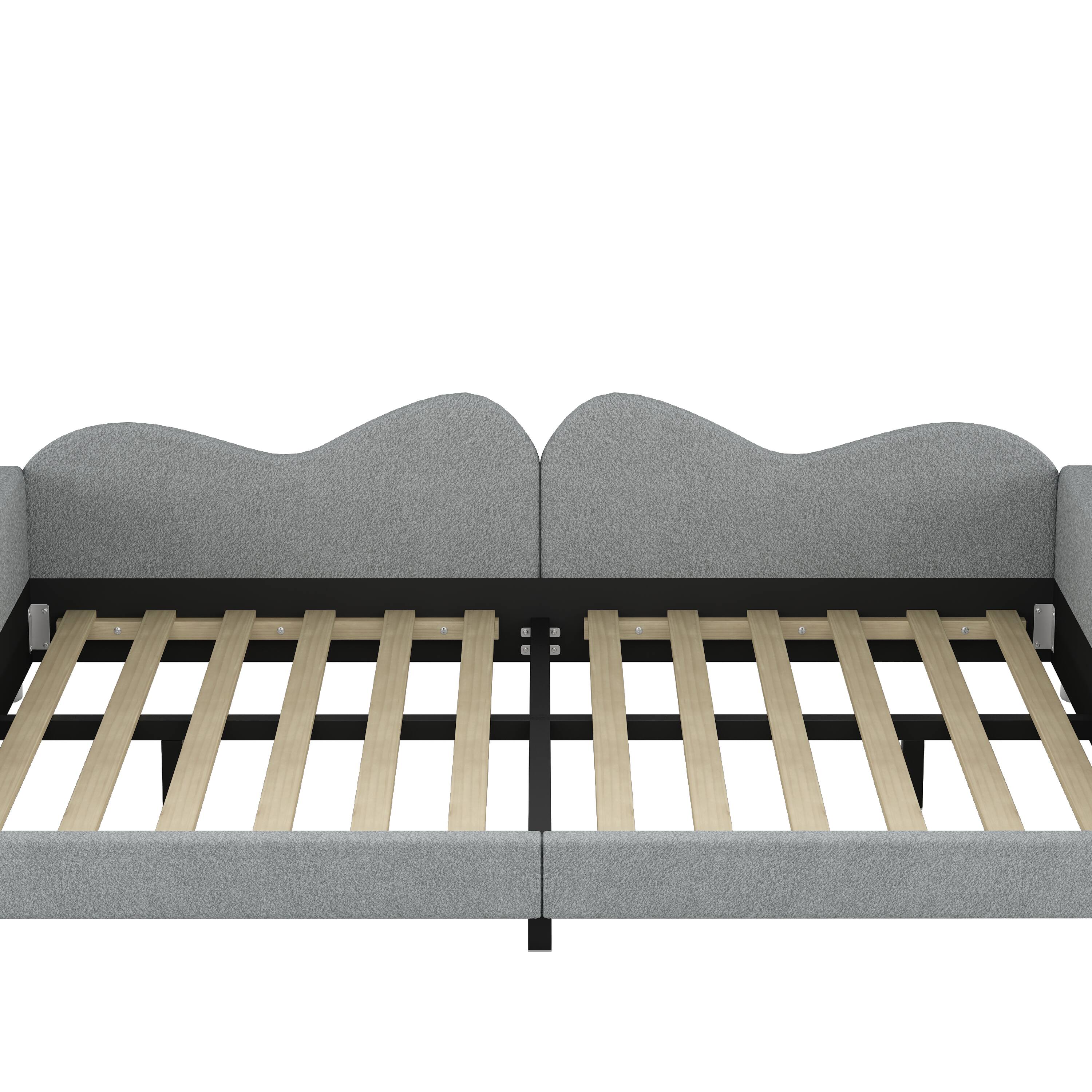 Alt View 2. Tiramisubest - Full size Upholstered Daybed, Sherpa Fabric Sofabed with Cloud-Shaped Backrest, No Box-spring Needed, Gray - Gray.