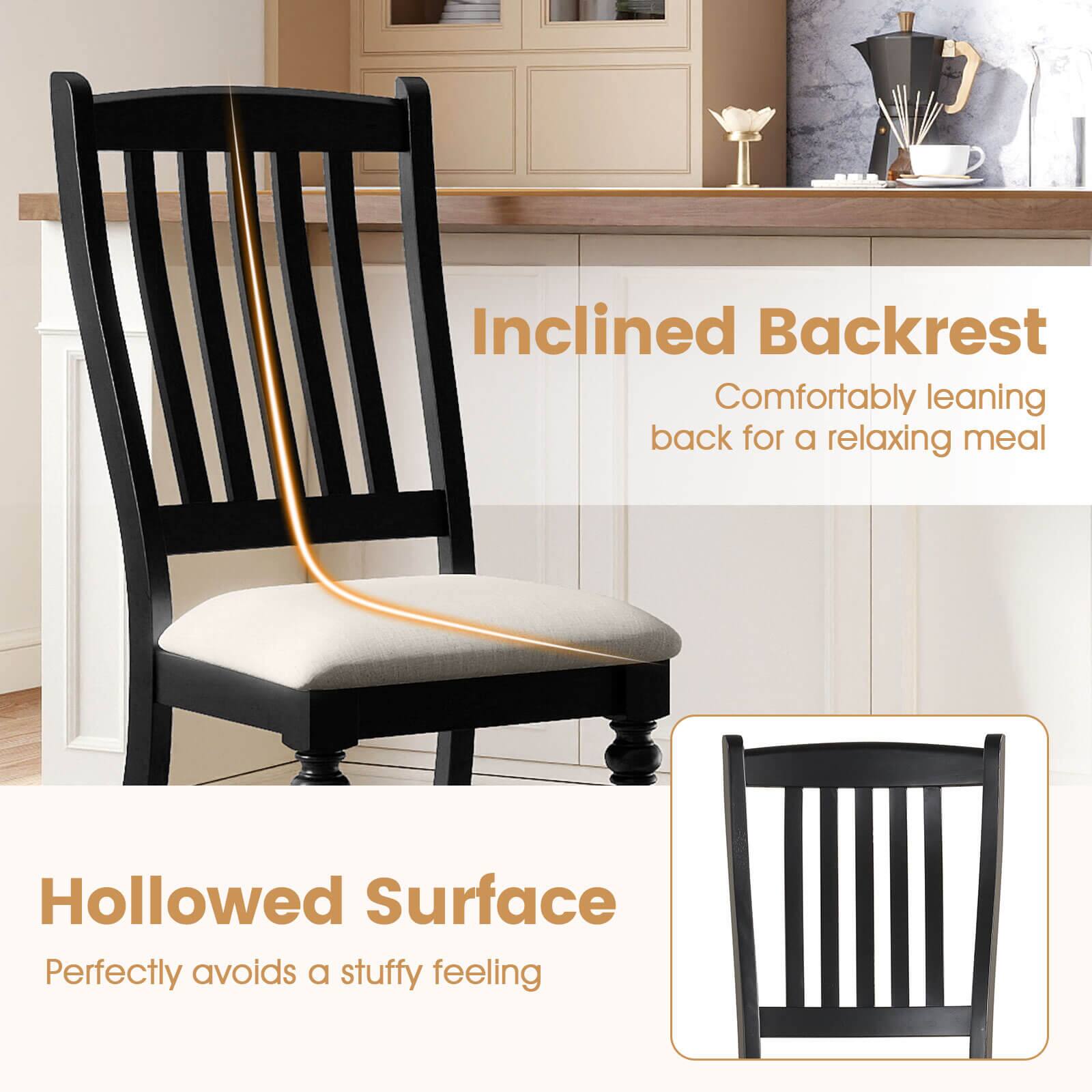 Inclined Backrest  
Comfortably leaning back for a relaxing meal  

Hollowed Surface  
Perfectly avoids a stuffy feeling
