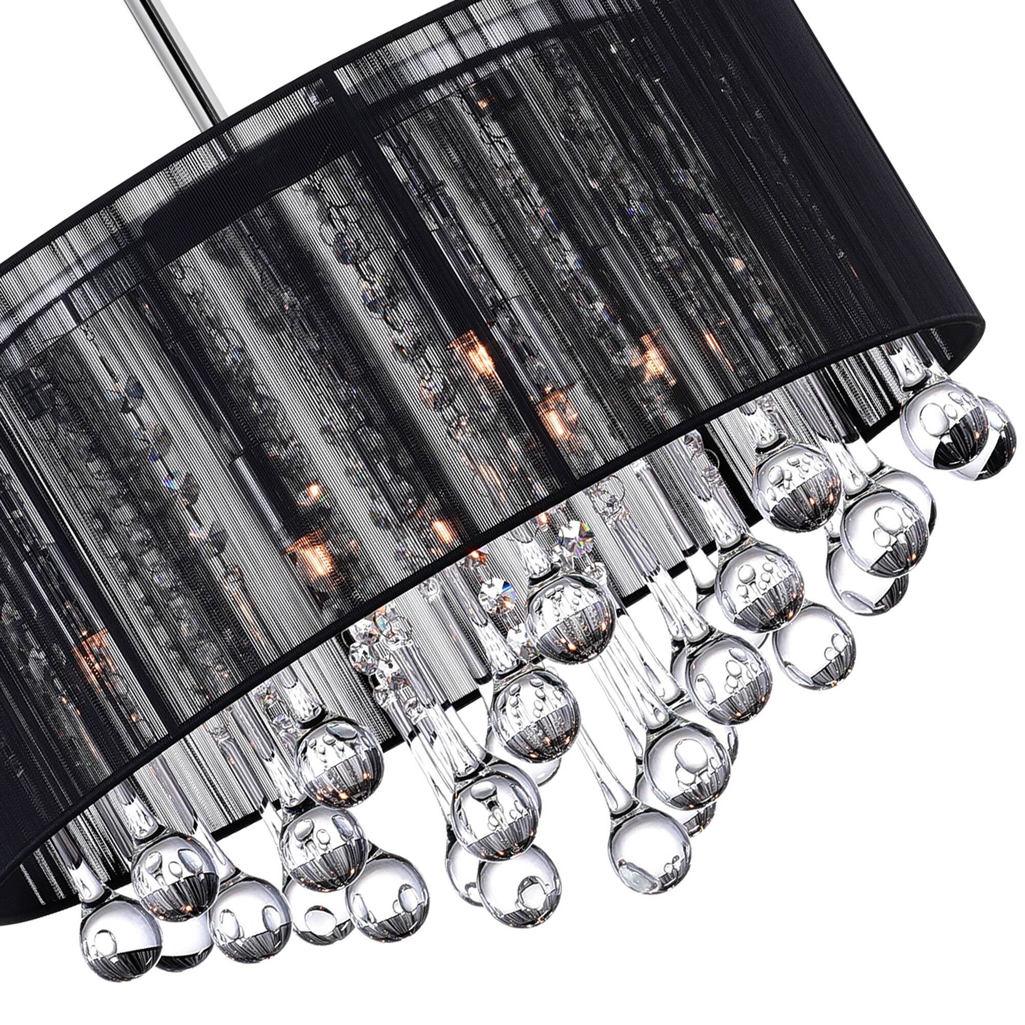 Left. CWI Lighting - Water Drop 6 Light Drum Shade Chandelier With Chrome Finish - Chrome.
