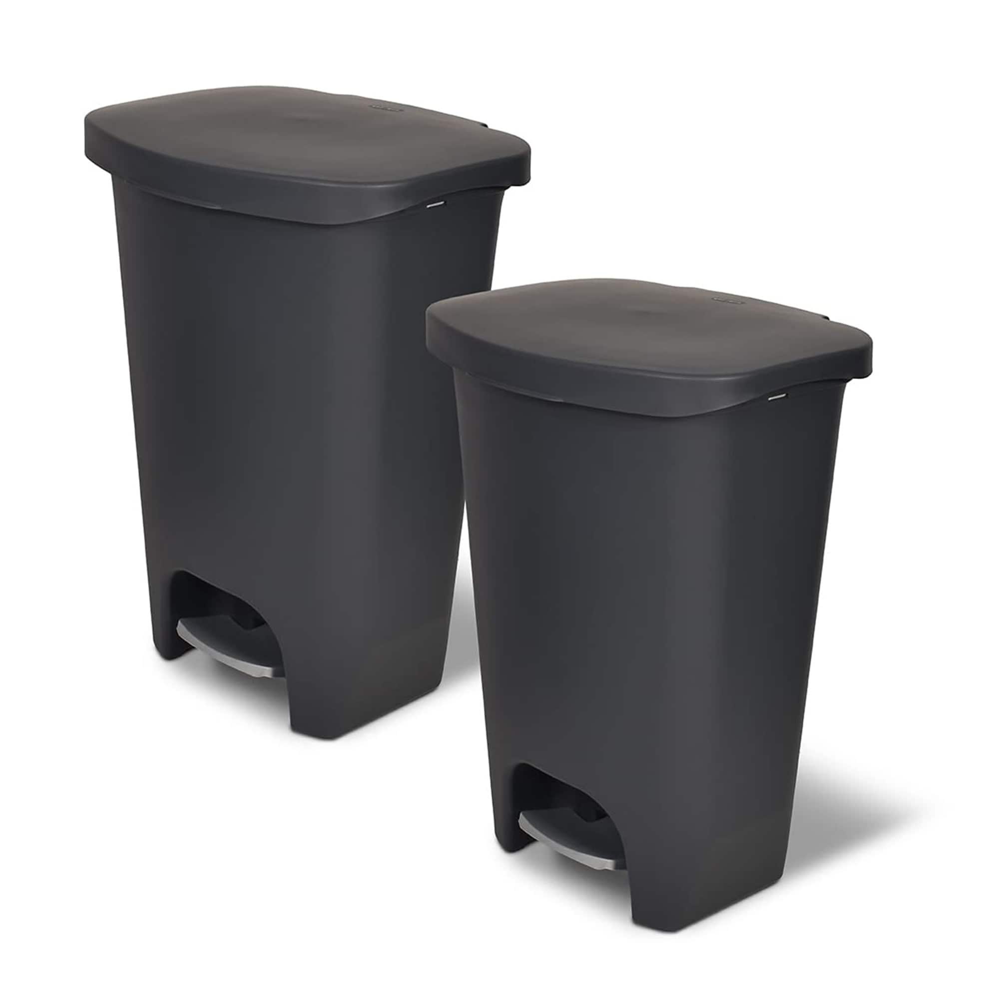 Glad - 13 Gal Trash Can with Step Pedal and Odor Protection, Pack of 2 - Charcoal