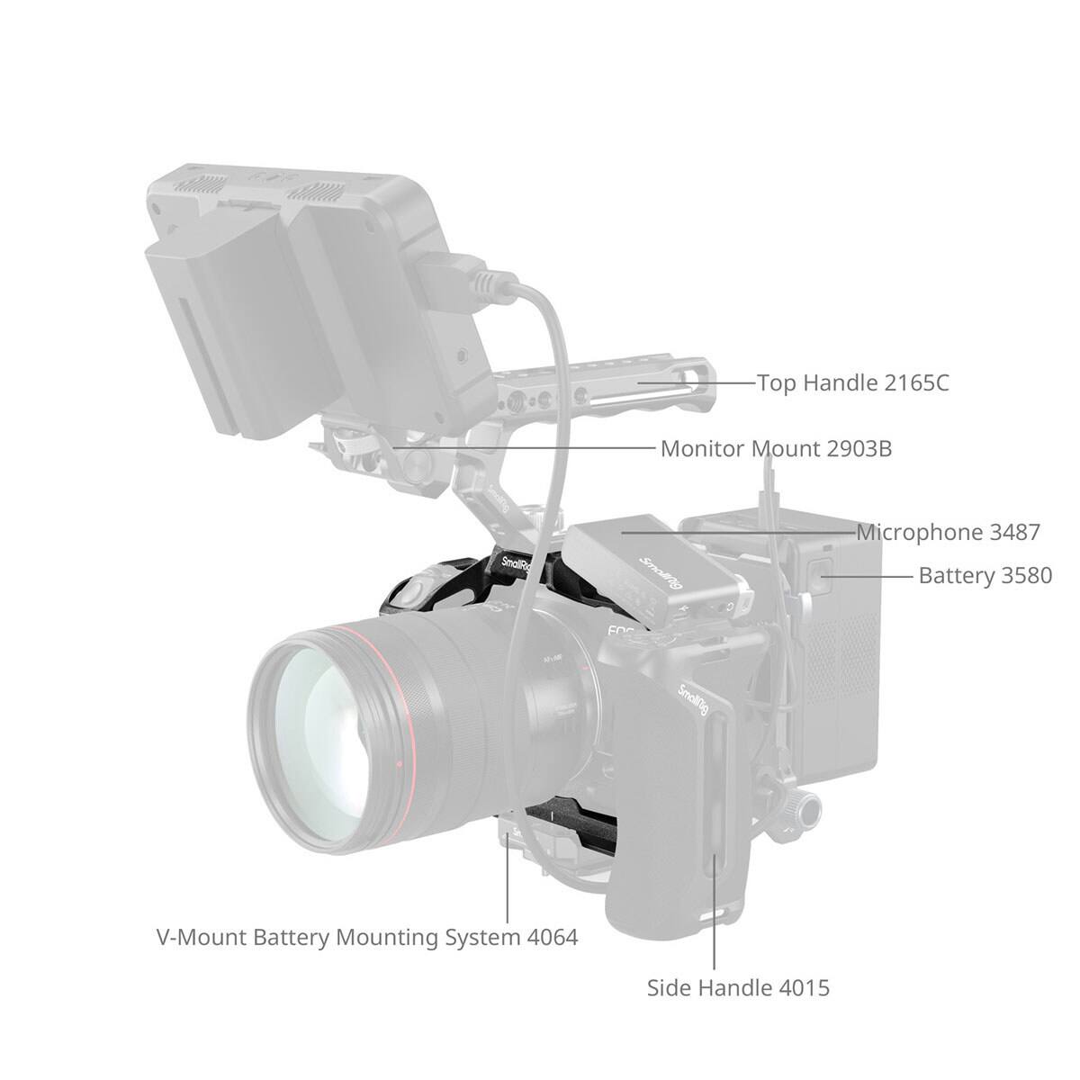 Top Handle 2165C  
Monitor Mount 2903B  
Microphone 3487  
Battery 3580  
V-Mount Battery Mounting System 4064  
Side Handle 4015
