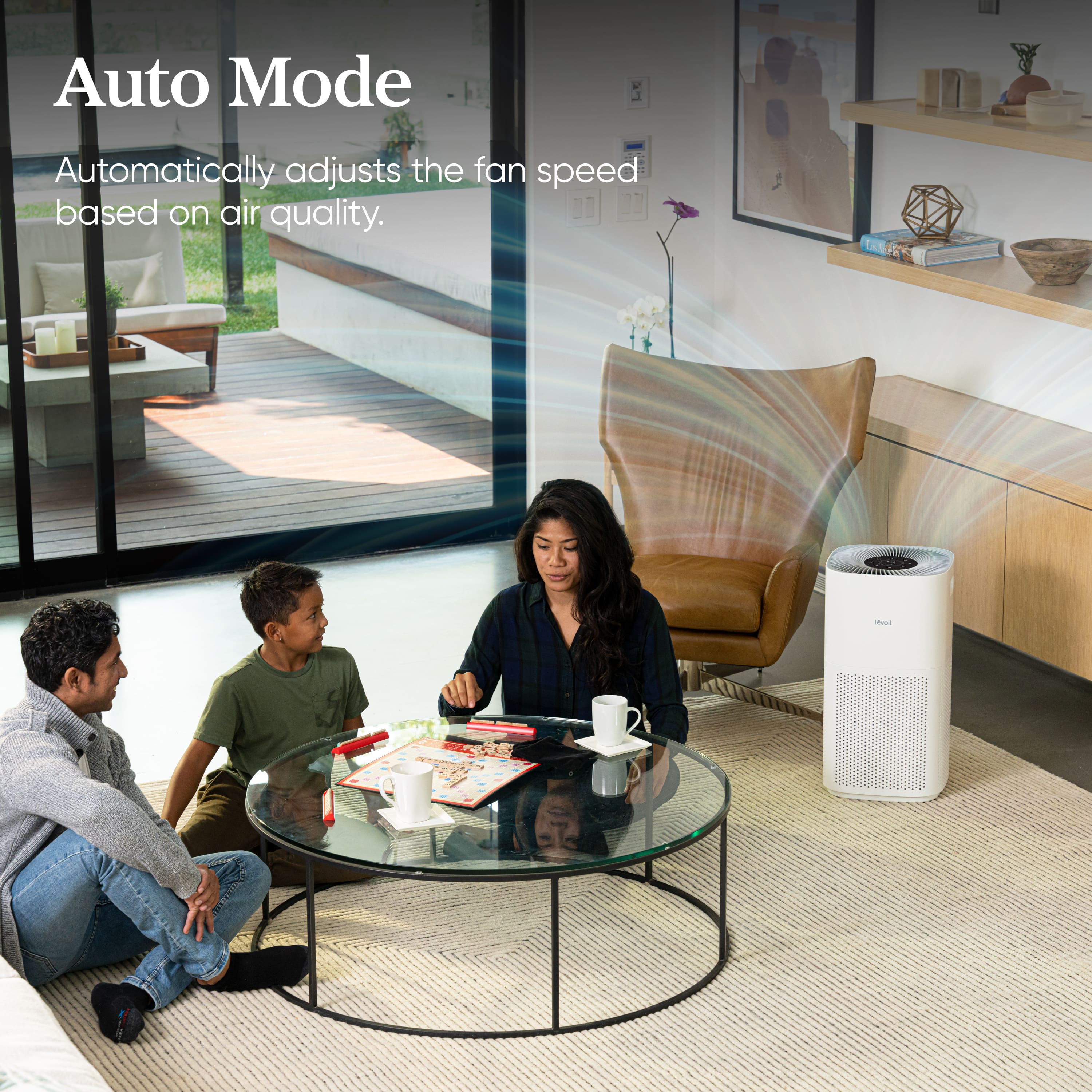 Auto Mode automatically adjusts the fan speed based on air quality.