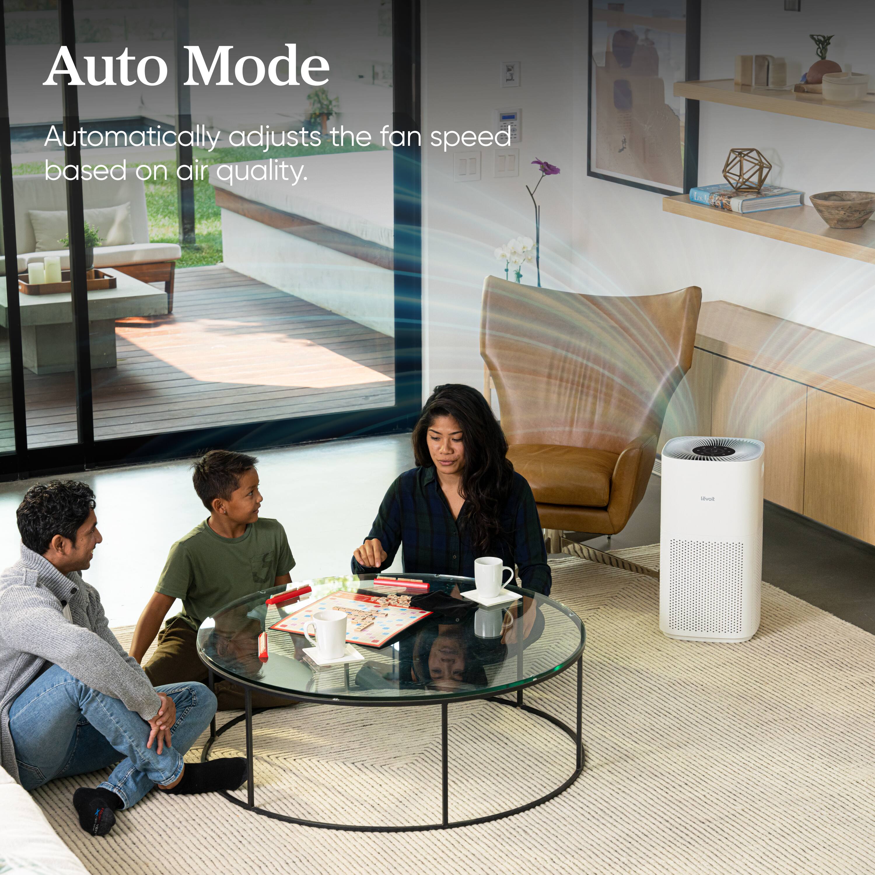 Auto Mode automatically adjusts the fan speed based on air quality.