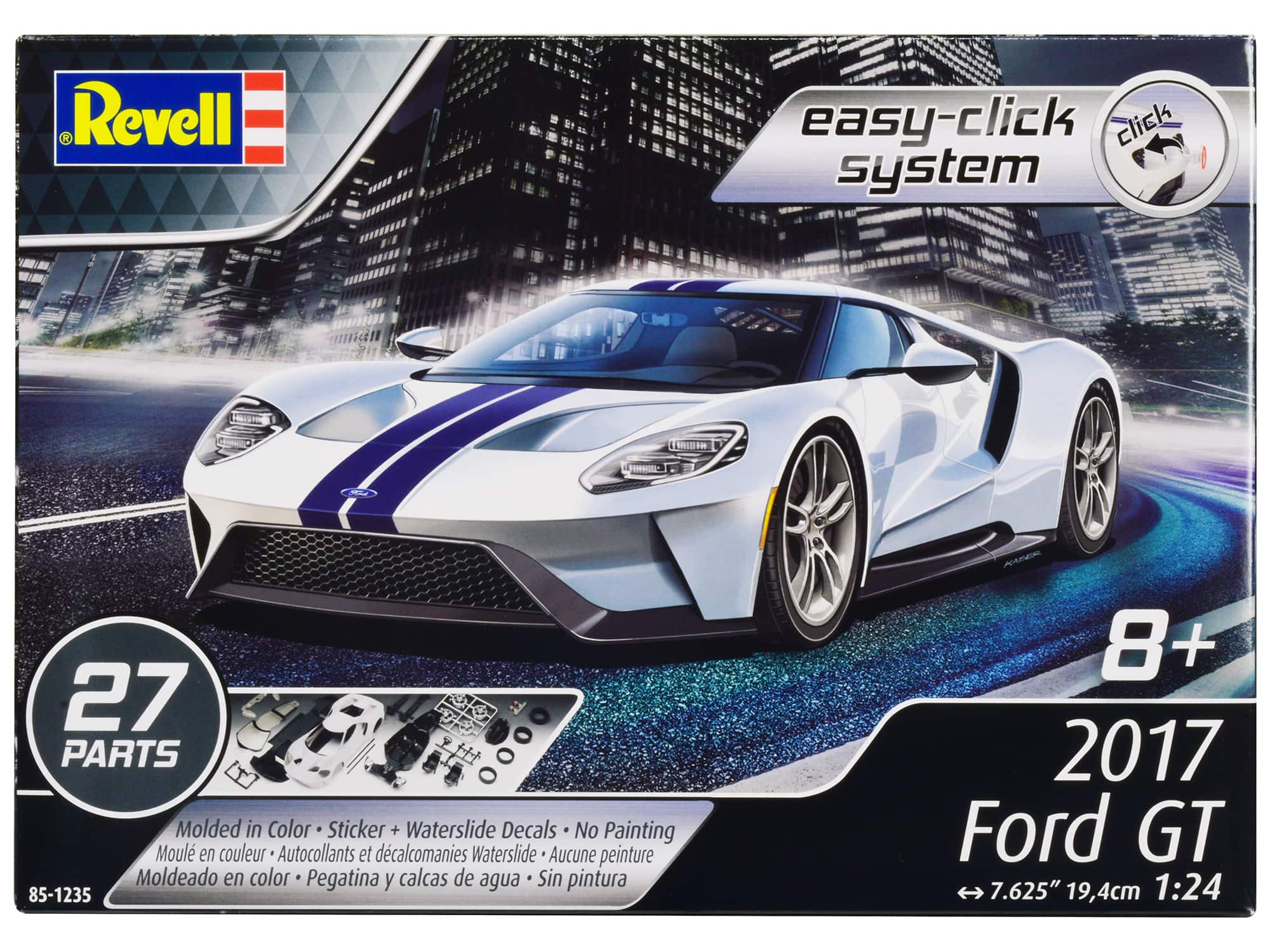 Level 2 Easy-Click Model Kit 2017 Ford GT 1/24 Scale Model by Revell - White